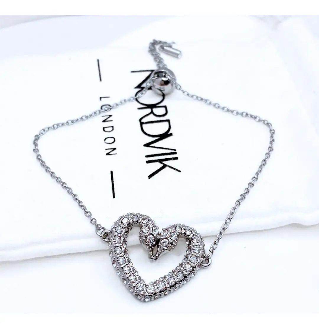 Pulsera Cisnes Enamorados, Cristal Austriaco Circón, Regalo Plateado 6 Cm 19 Cm-2