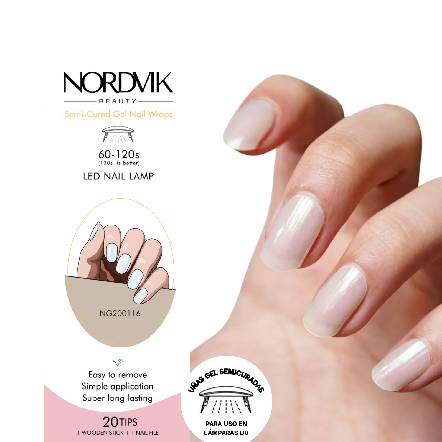 Uñas Gel Semi Curado Manicure - Rosado Claro Perlado-0