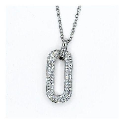 Collar Cadena Fina Con Dije Circular En Pavé, Plata 925 Plateado-2