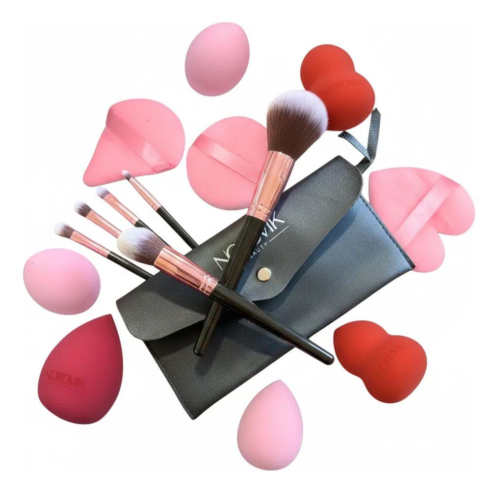 Pack Maquillaje Premiun 10 Brochas Y Beauty Blender Esponjas-0