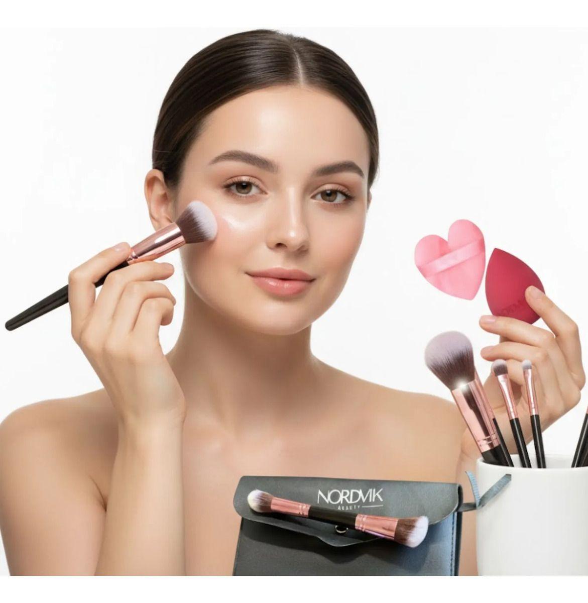 Pack Maquillaje Premiun 10 Brochas Y Beauty Blender Esponjas-1