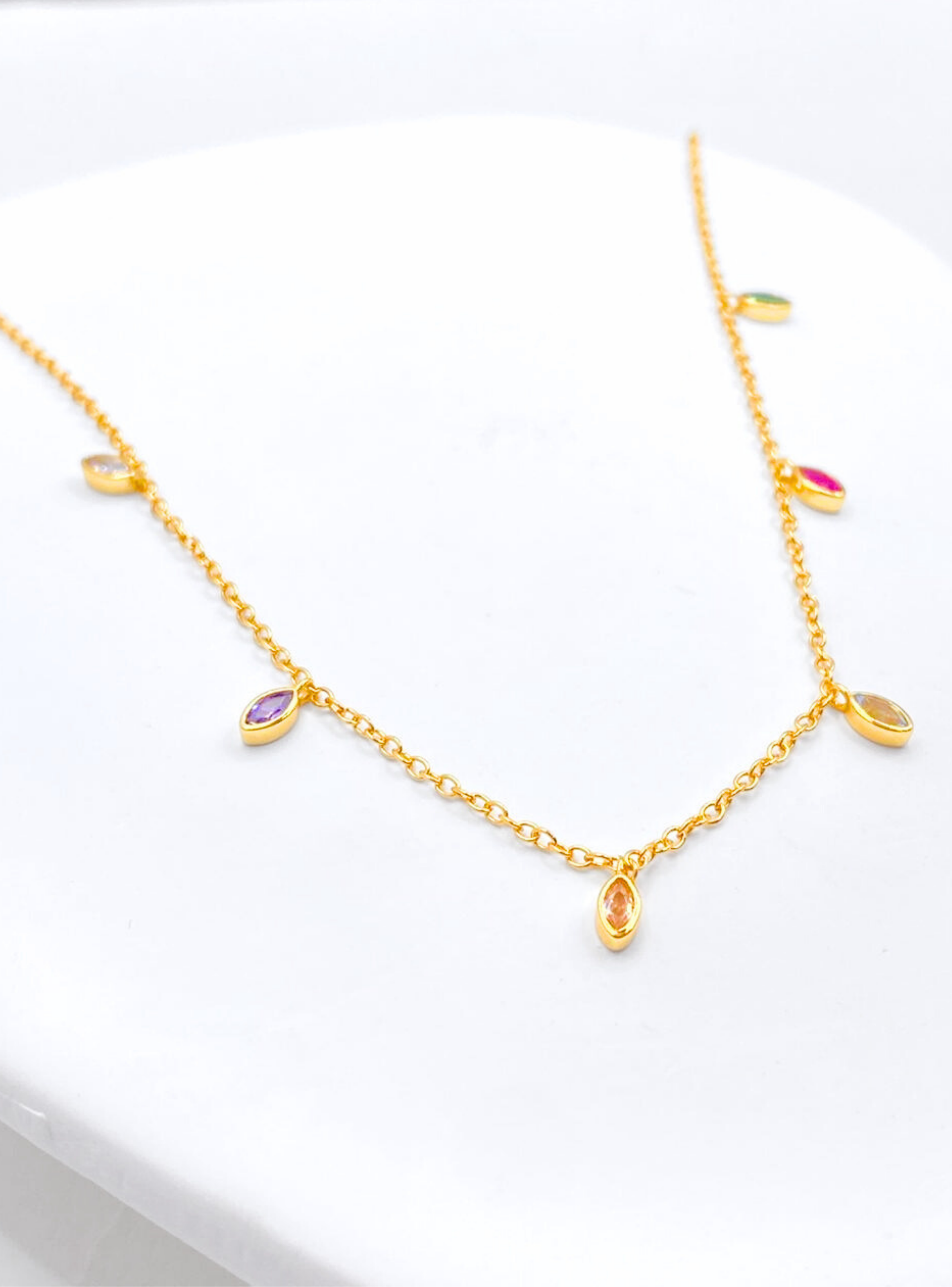 Collar de Plata 925 con Oro 18k y Gotitas de Colores-2