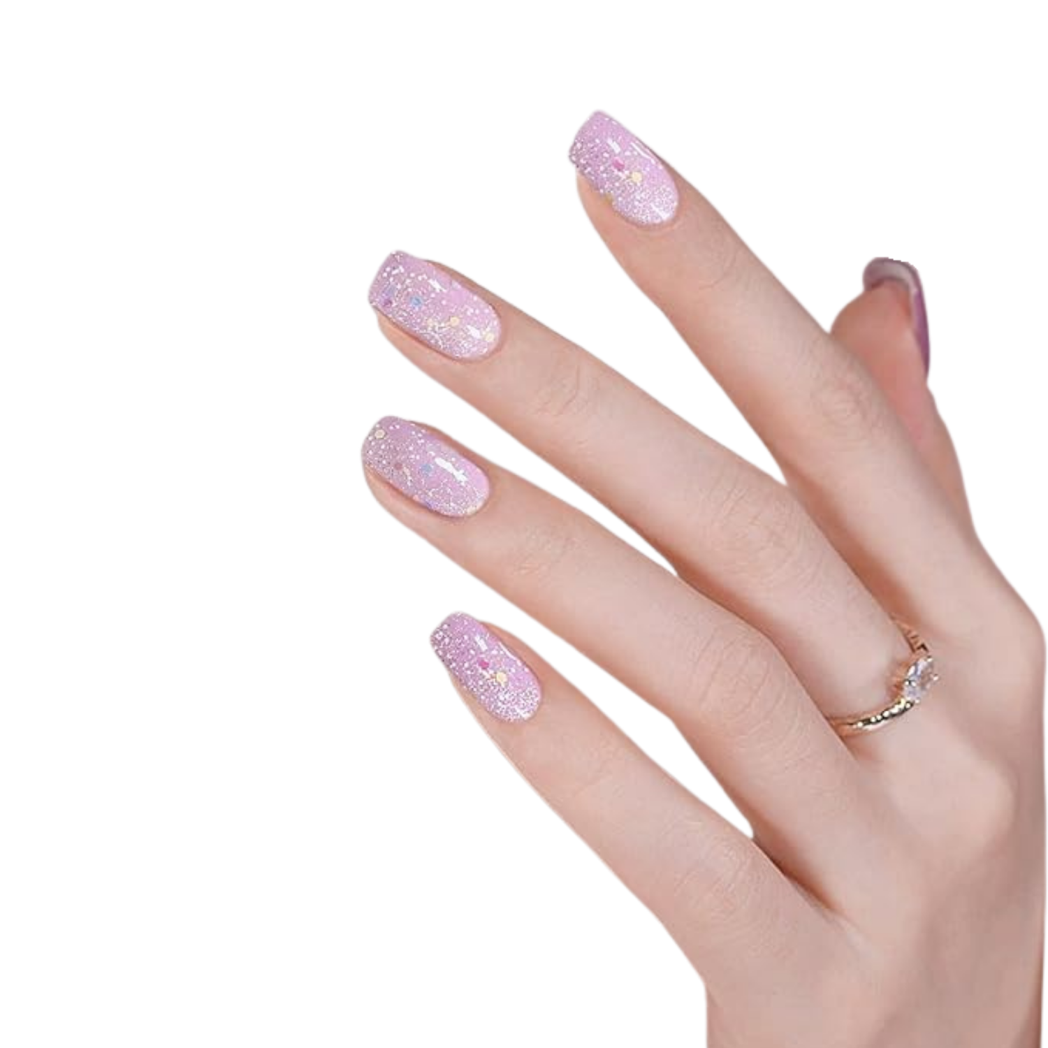 Uñas Gel Semi Curado Manicure - Rosado con Brillos en la Oscuridad -4