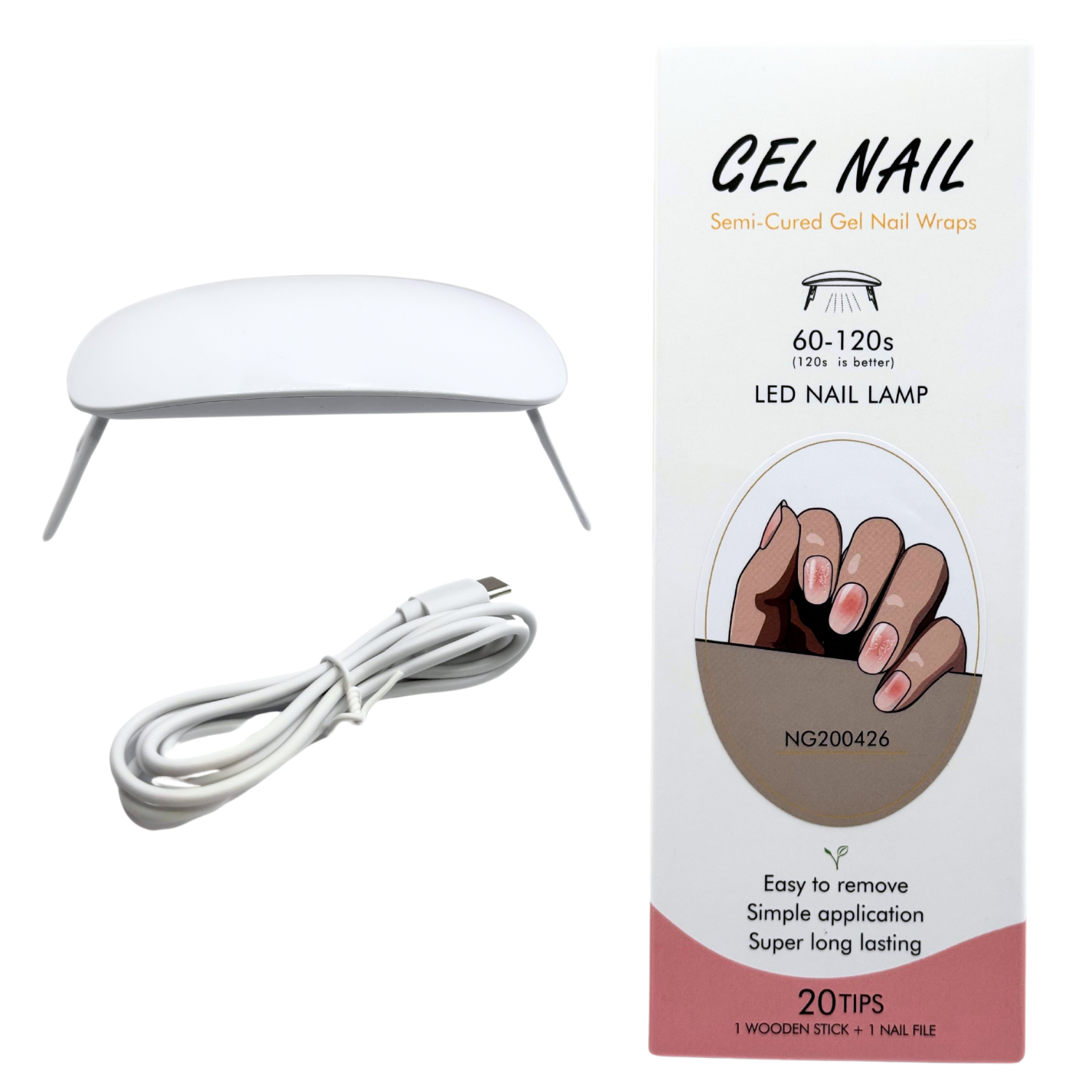 Pack Sticker Uñas Gel Autoadhesiva + Lámpara Uv Led 6w - Ombre Mariposa -0