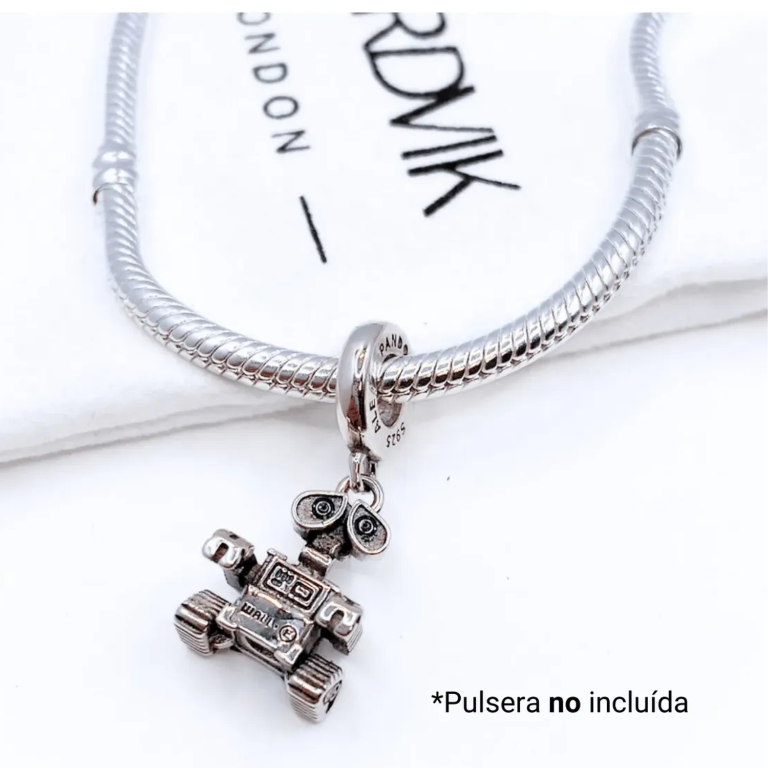 Dije Charm Wall-e, Plata 925, Disney Regalo, Plateado Plateado-2