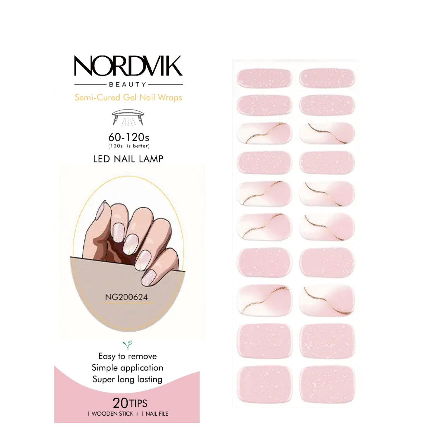 Uñas Gel Semi Curado Manicure - Degrade Asimétrico y Líneas Doradas -2