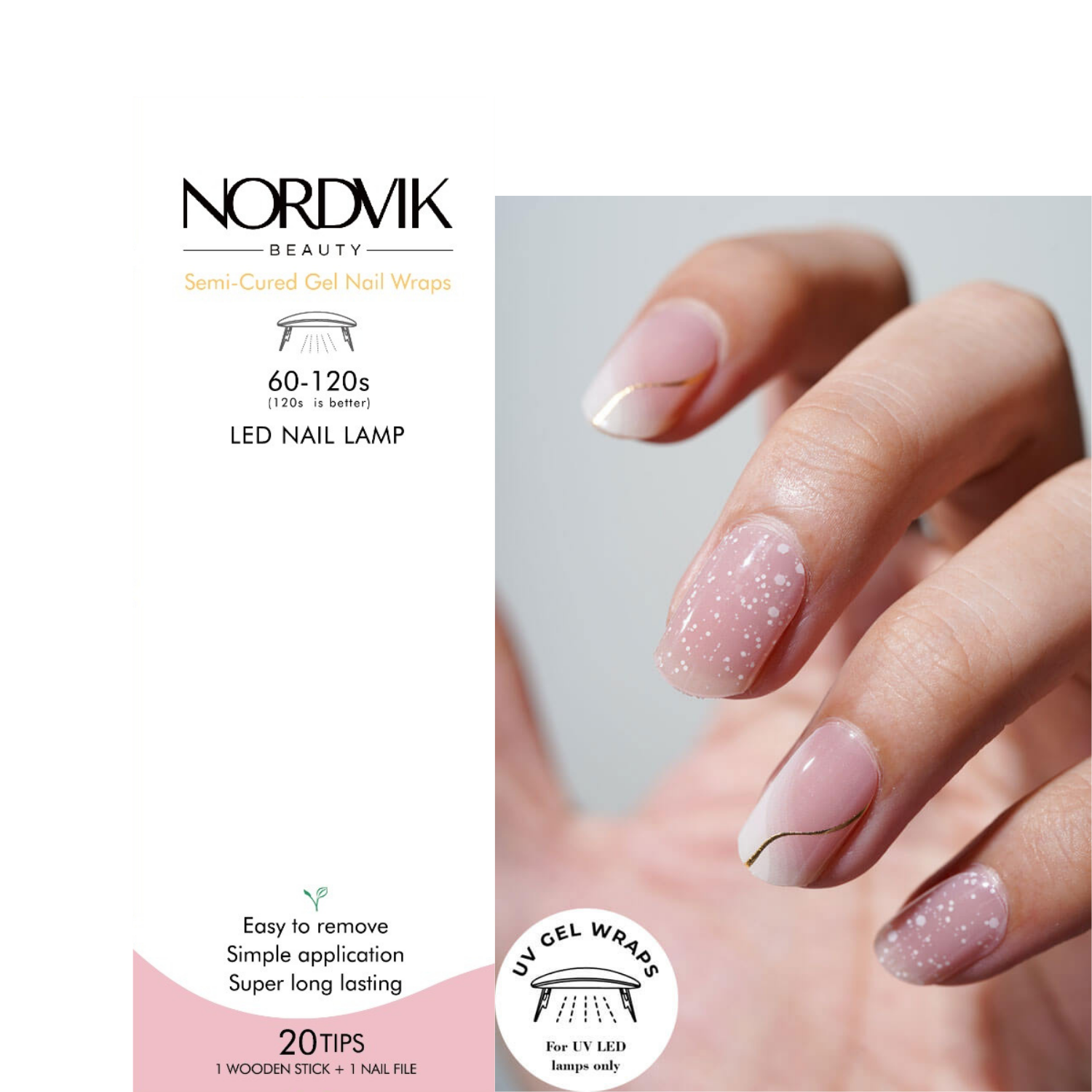 Uñas Gel Semi Curado Manicure - Degrade Asimétrico y Líneas Doradas -3