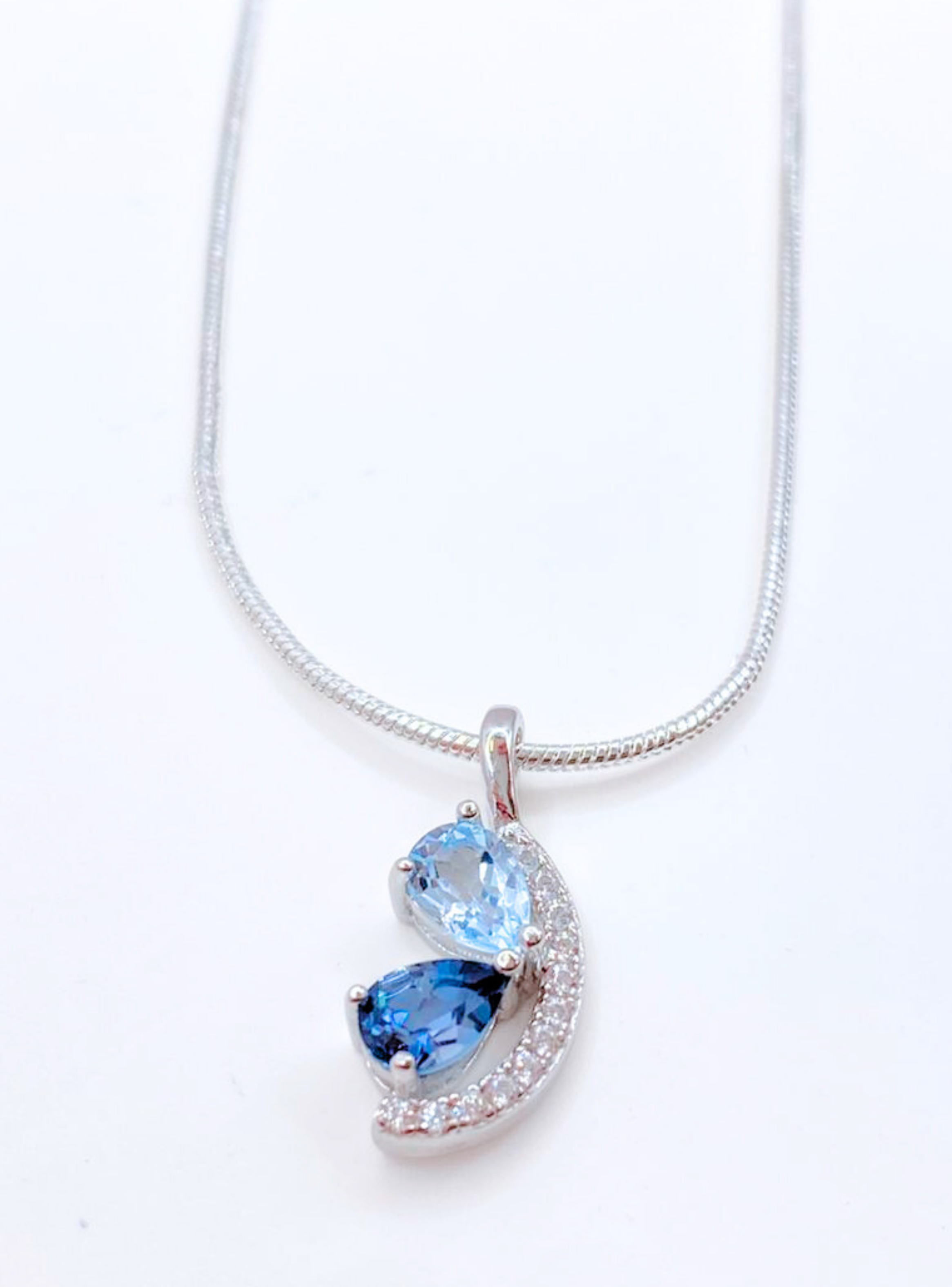 Collar con colgante de Plata 925 con Topacios Azules-3