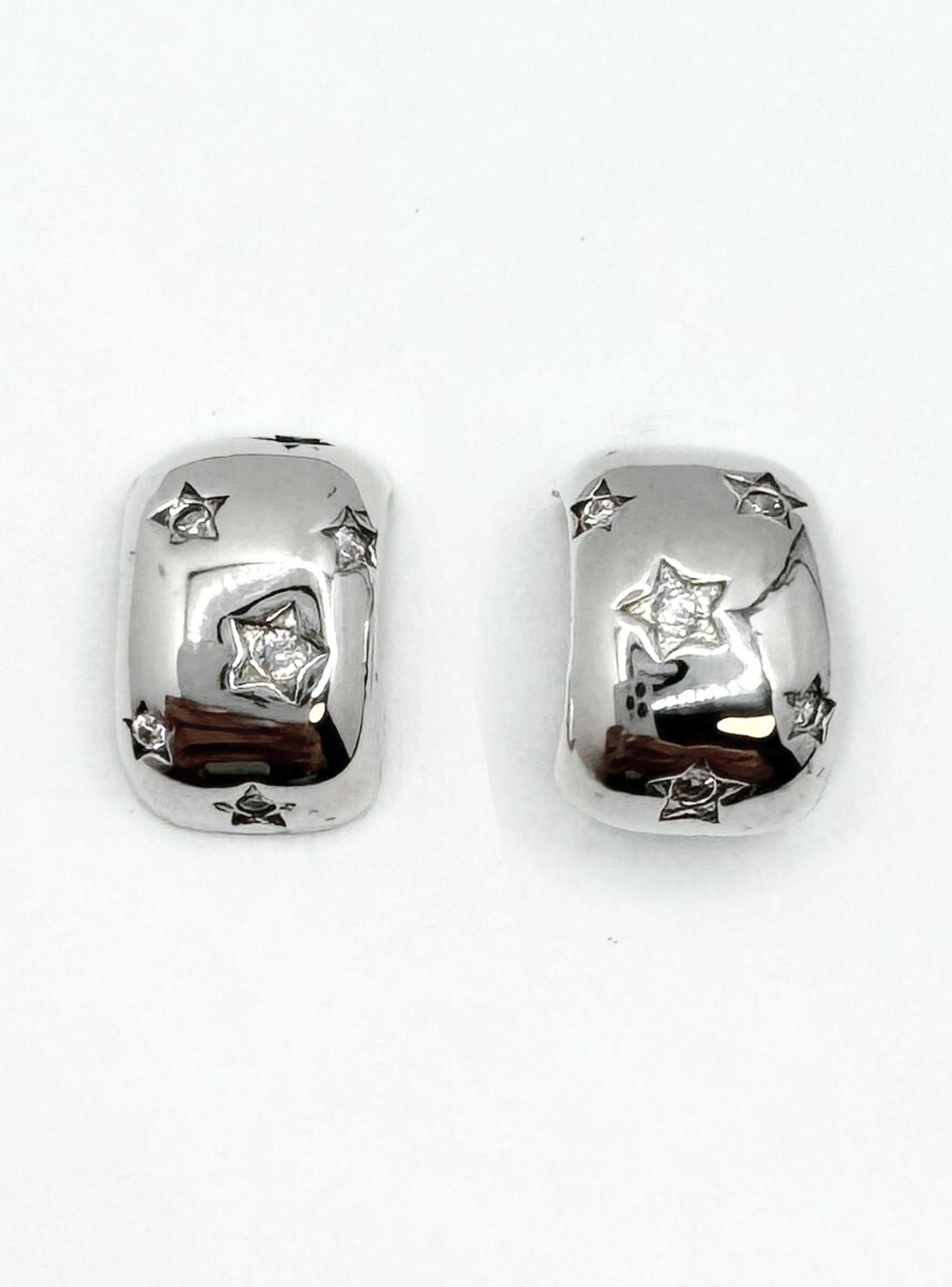 Aros Semi Argolla Plata 925, Estrellas con Incrustaciones de Circonitas Pavé-2