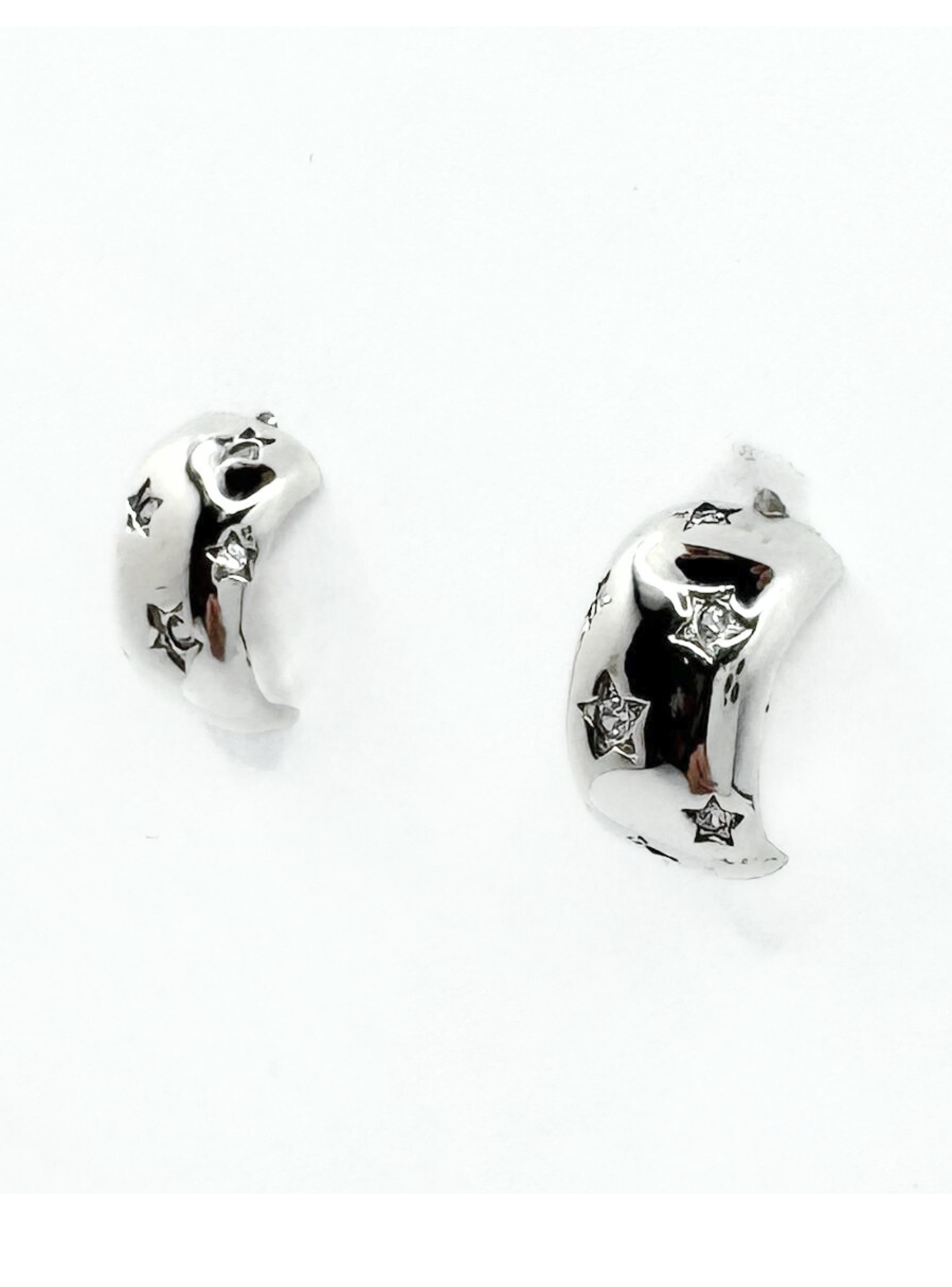 Aros Semi Argolla Plata 925, Estrellas con Incrustaciones de Circonitas Pavé-4