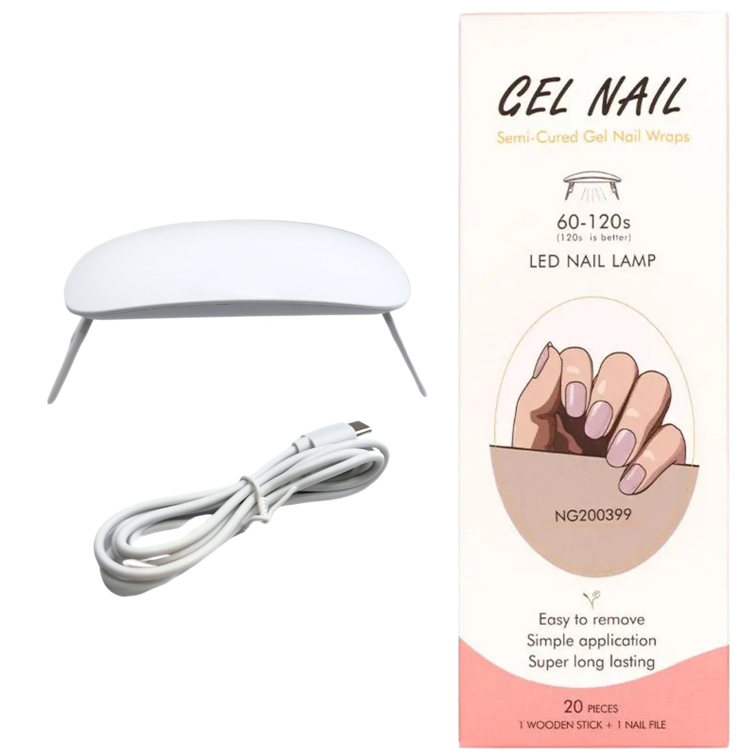 Pack Sticker Uñas Gel Autoadhesiva + Lámpara Uv Led 6w - Lila Solido-0