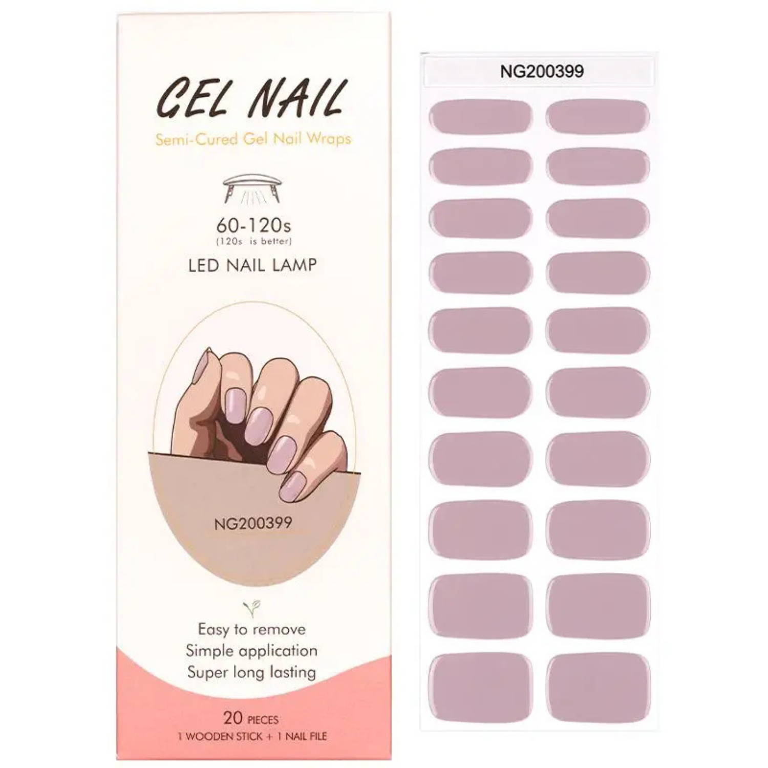 Pack Sticker Uñas Gel Autoadhesiva + Lámpara Uv Led 6w - Lila Solido-2