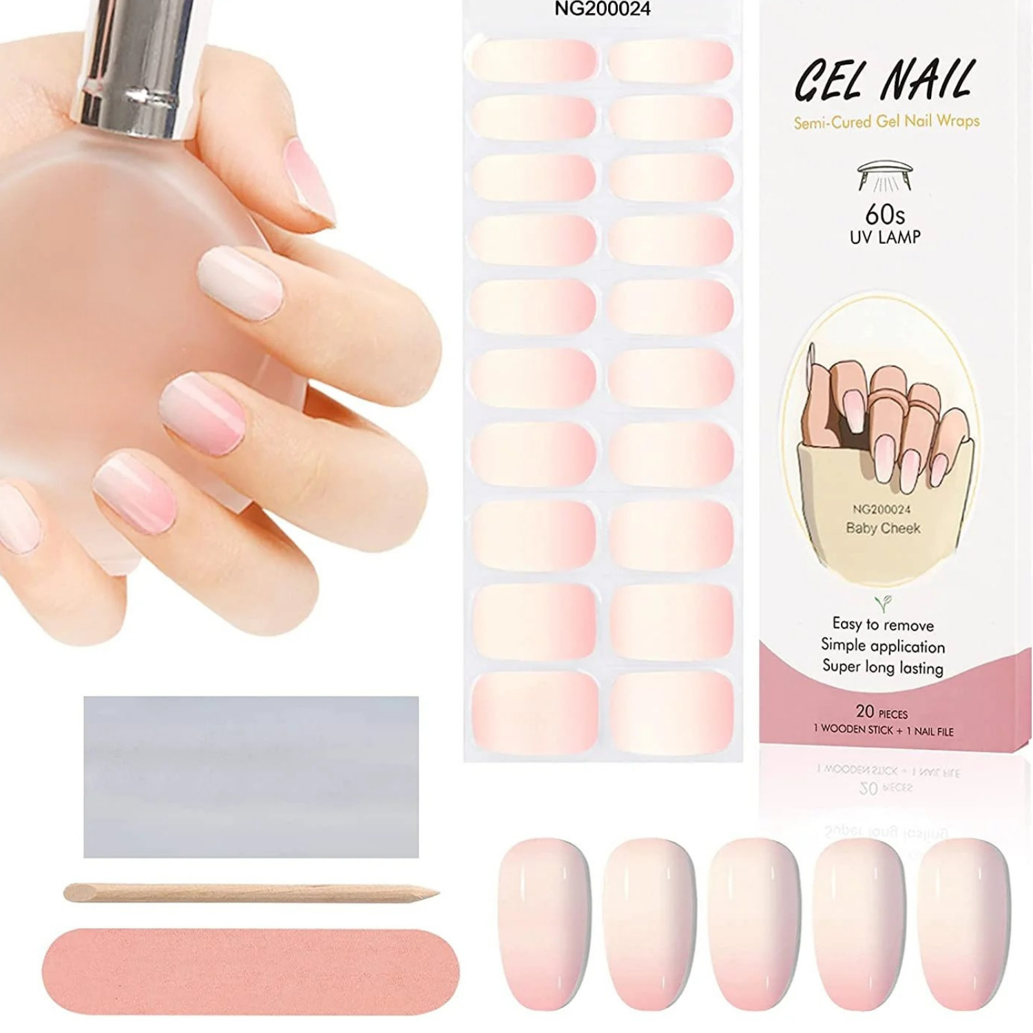 Uñas Gel Semicurado, Sticker Para Lampara Uv, Degrade Blanco -3