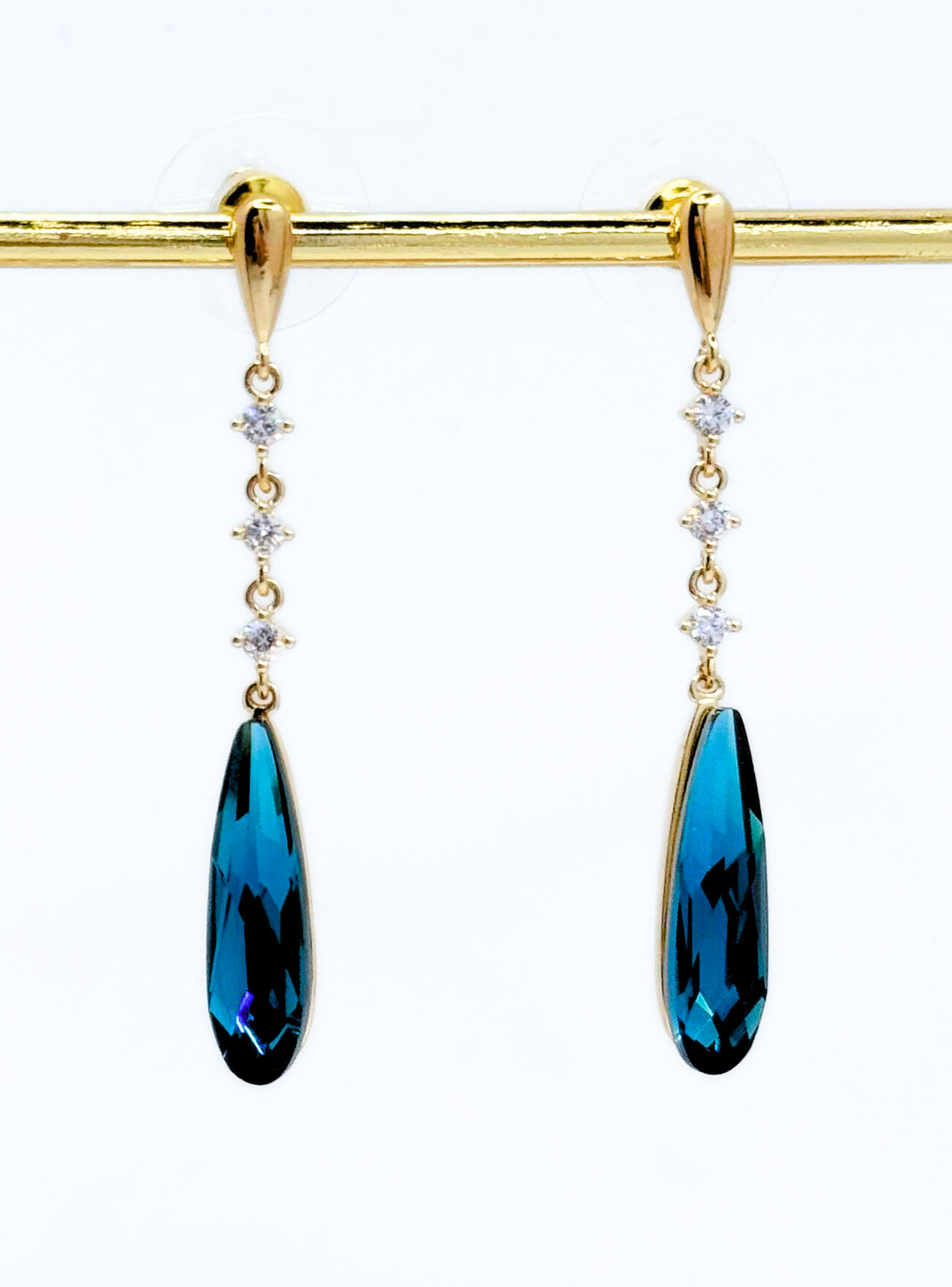 Aros Colgantes Fiesta, Gotitas Azules Y Circón Blanco, Matrimonio, Graduación, Regalo-2