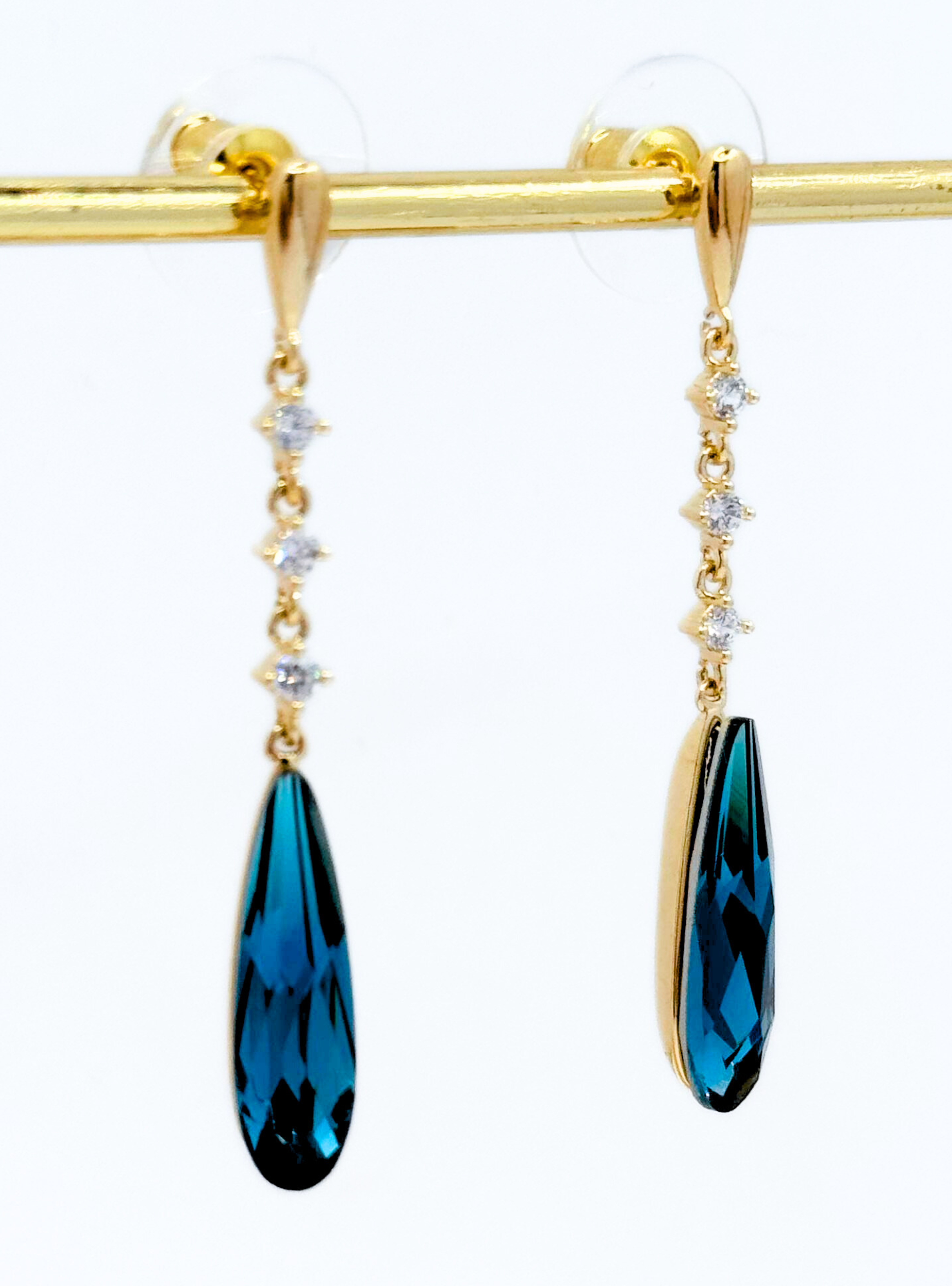 Aros Colgantes Fiesta, Gotitas Azules Y Circón Blanco, Matrimonio, Graduación, Regalo-3