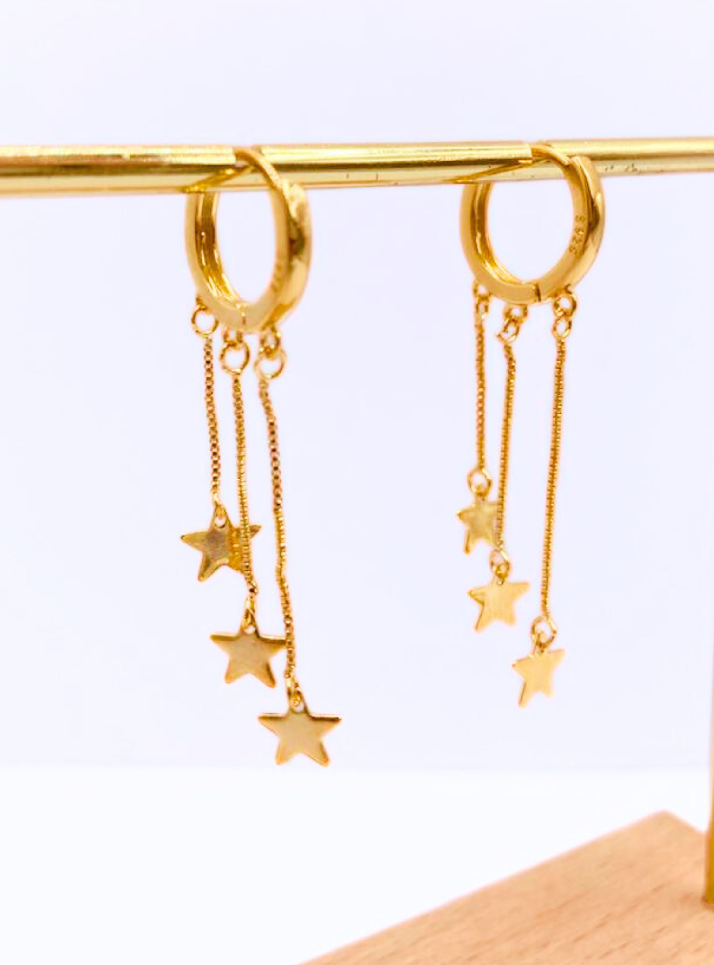 Aros Argolla Estrellas Colgantes-3