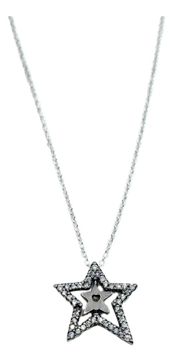 Collar Estrella Giratoria En Plata 925, Regalo Plateado-0