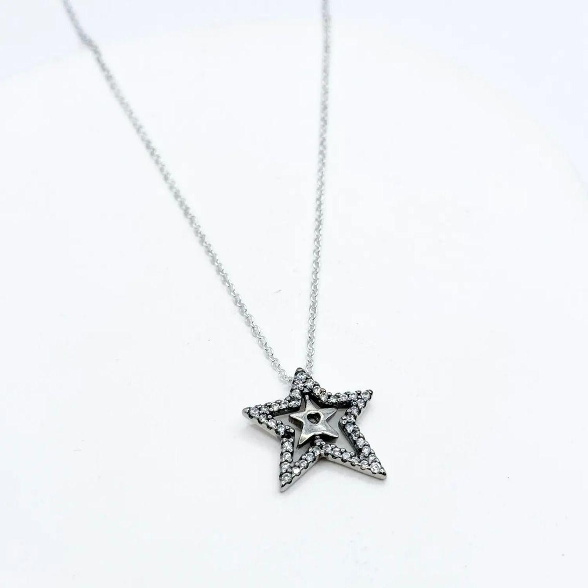 Collar Estrella Giratoria En Plata 925, Regalo Plateado-1
