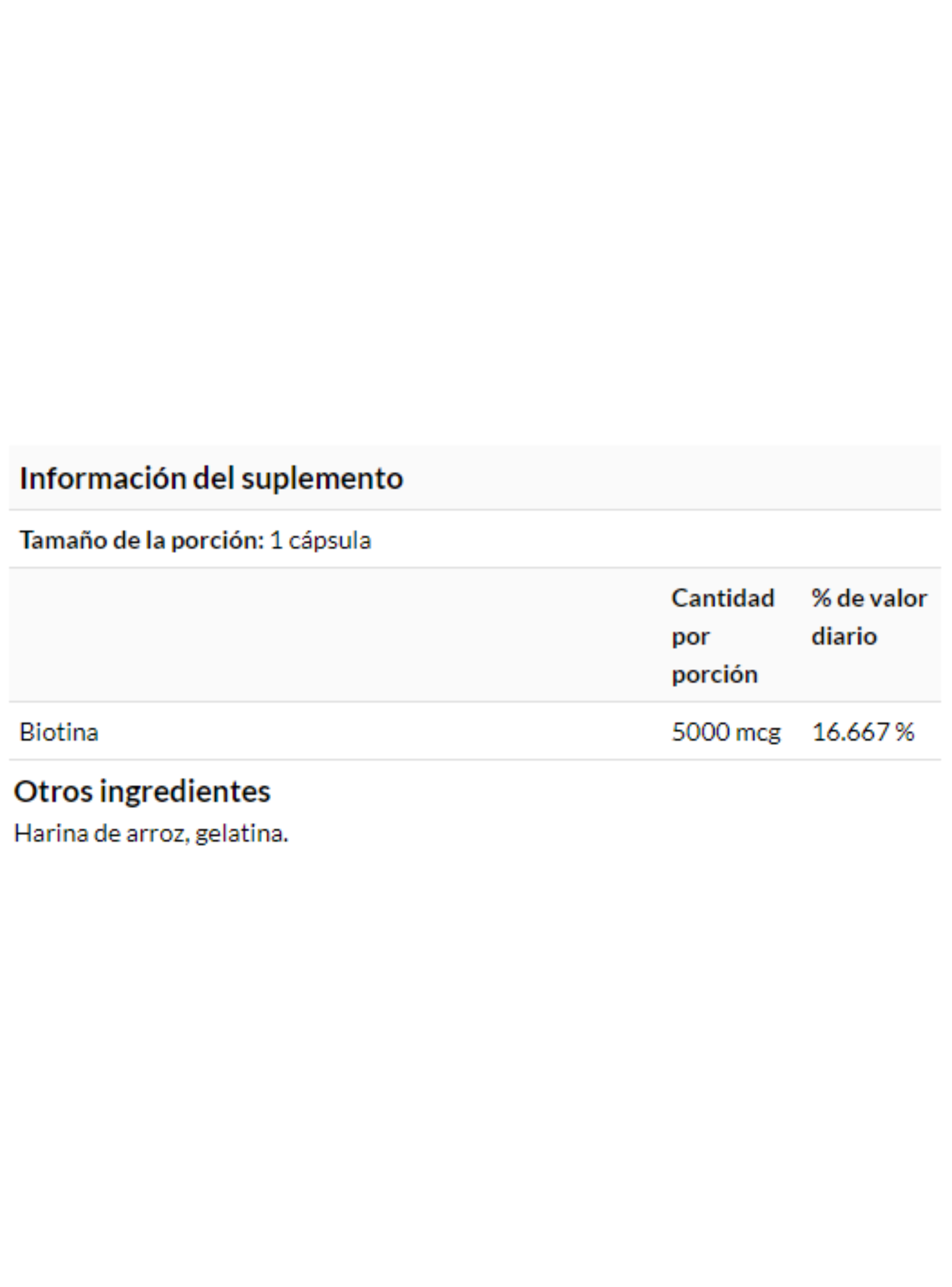 Biotina, 5000 mcg, 100 cápsulas, Nutre el cabello, la piel y las uñas.-1