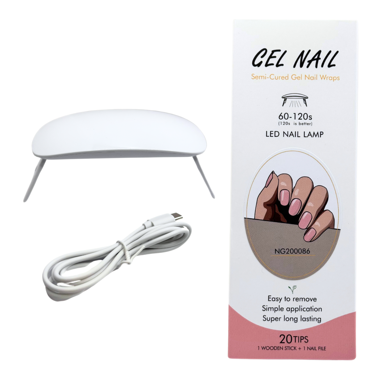 Pack Sticker Uñas Gel Autoadhesiva + Lámpara Uv Led 6w - Palo rosa-0