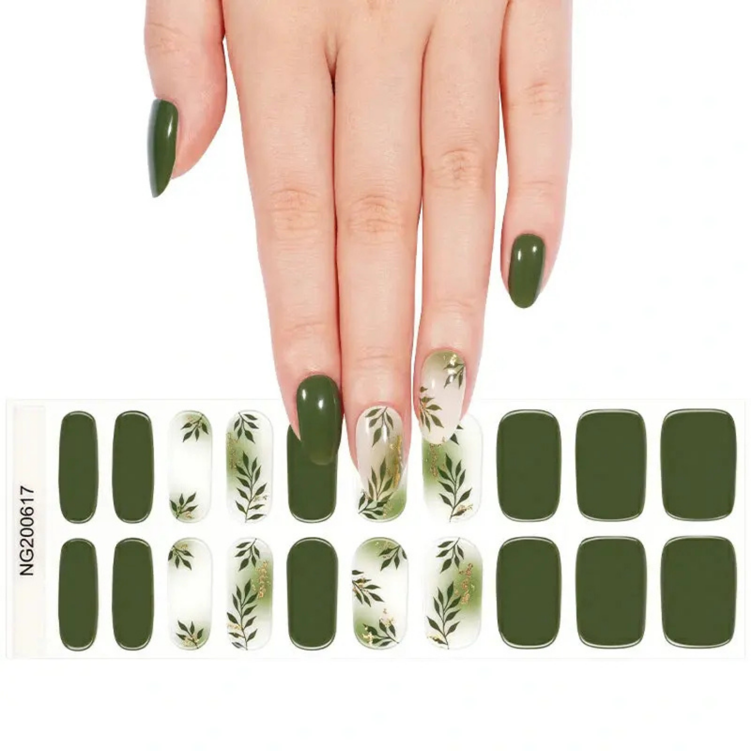 Uñas Gel Semi Curado Manicure - Verde Oliva Botanico-2