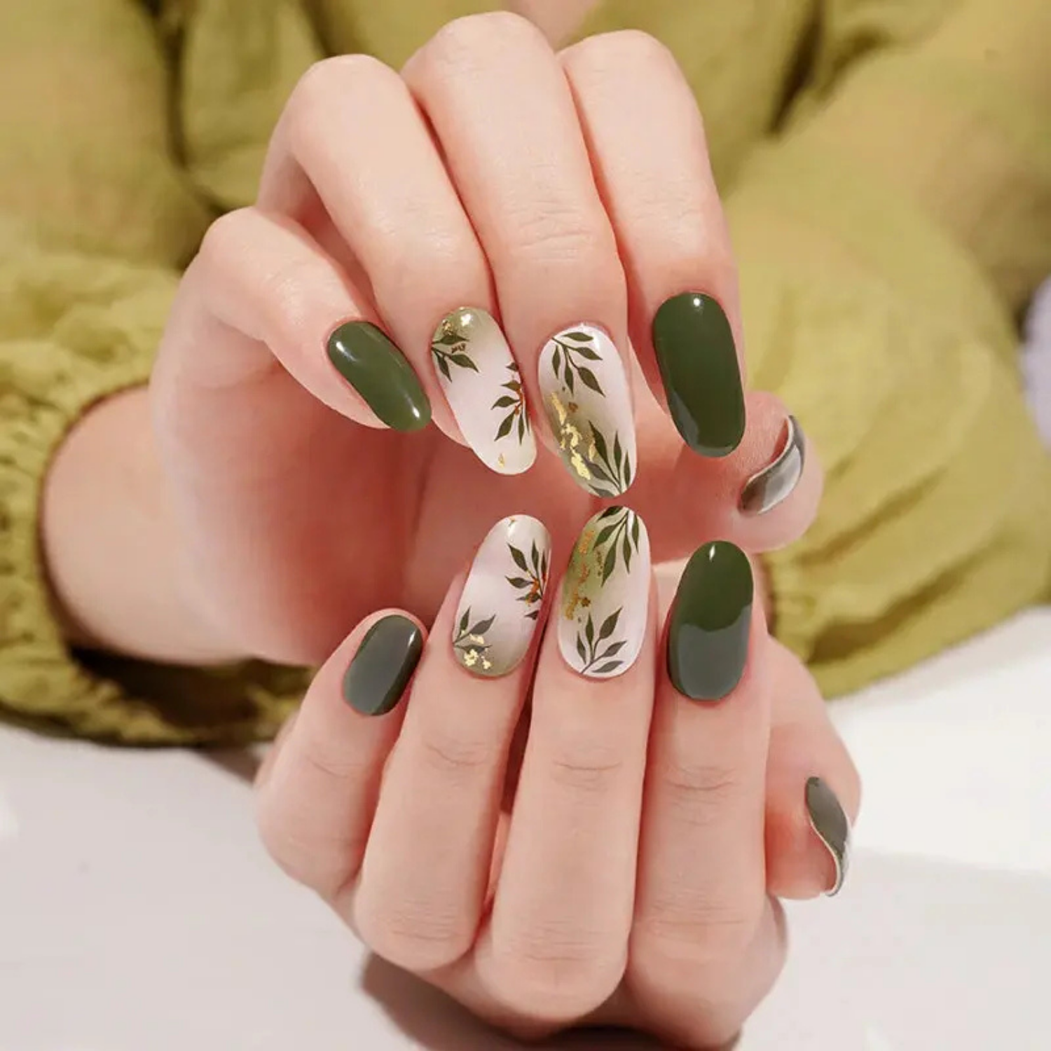 Uñas Gel Semi Curado Manicure - Verde Oliva Botanico-3