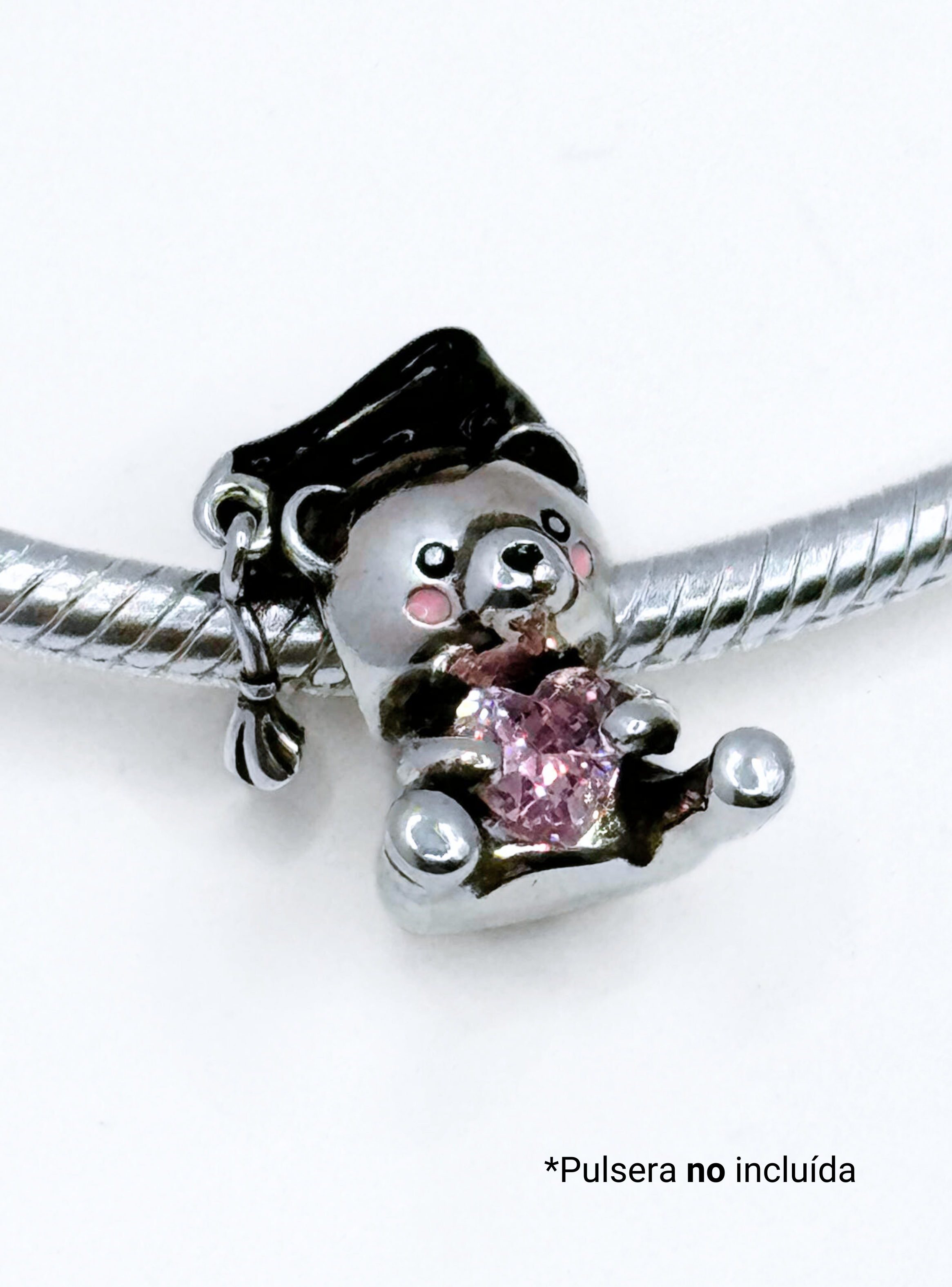 Charm de Osito de Graduación para Pulsera en Plata 925, Regalo Graduación-5
