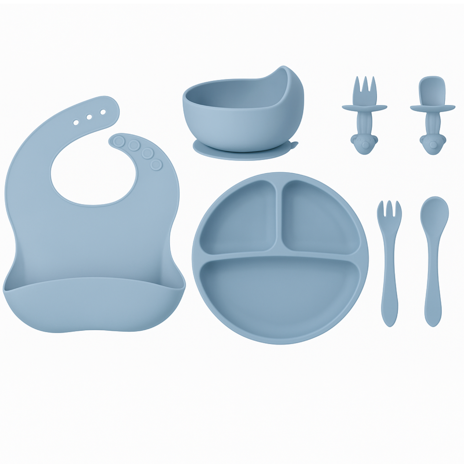 Set Alimentacion Beb Azul 10 Pzs Silicona Apto Microondas-0