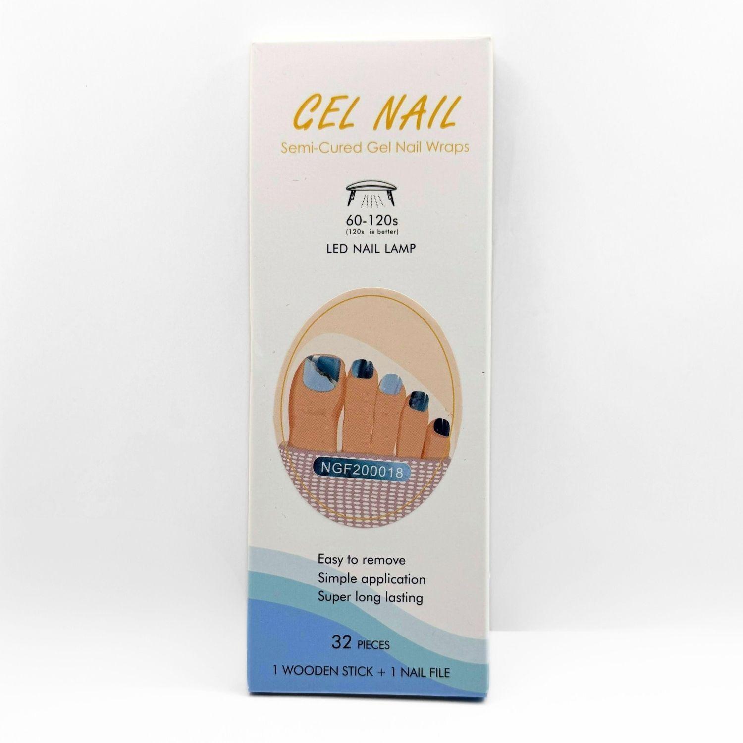 Uñas Gel Semi Curado Pedicure - Mármol Azul y Plateado-3