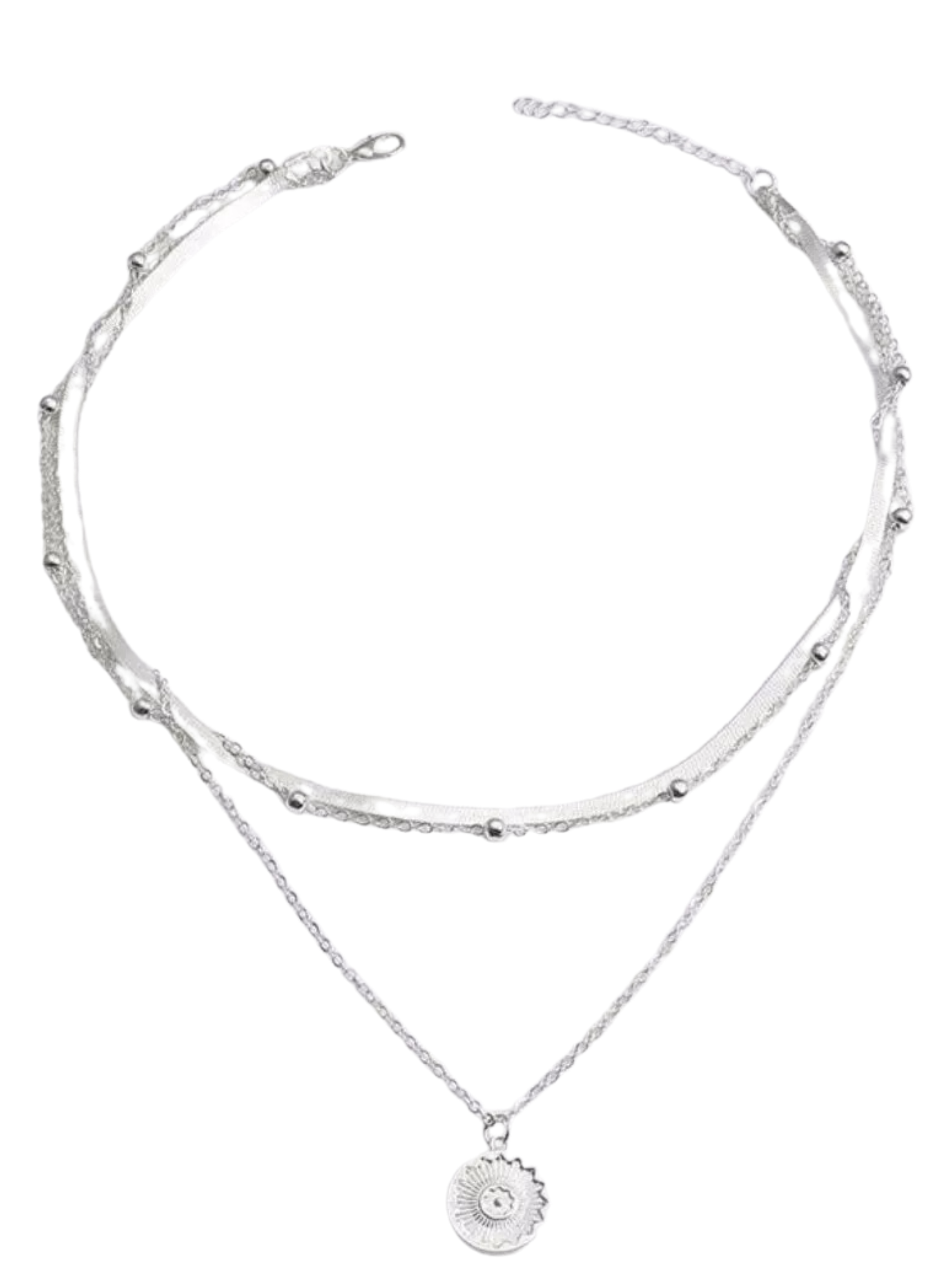Collar Choker Triple en Plata 925. Monedita de Sol-0