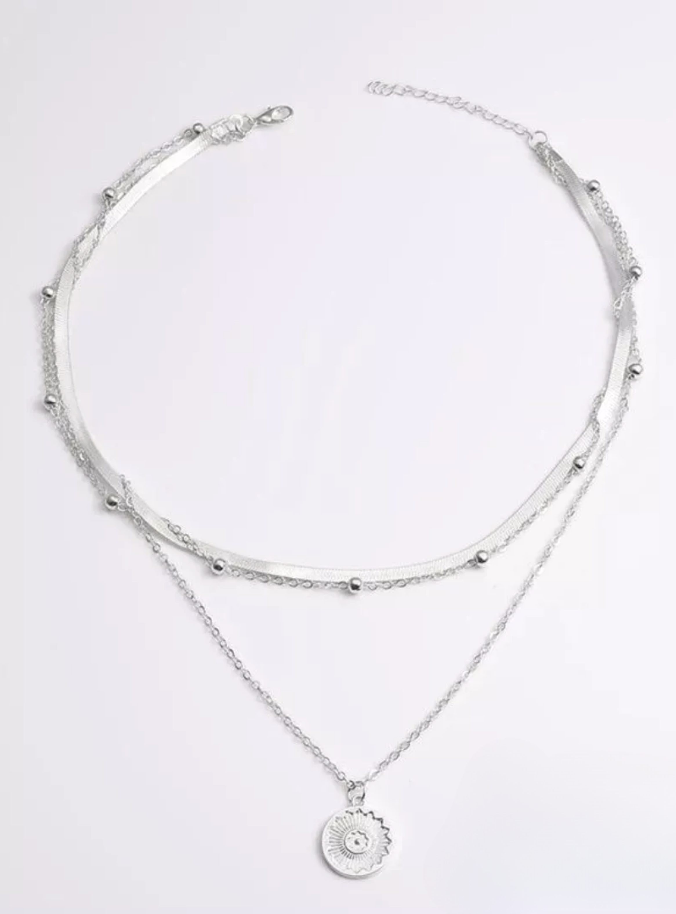 Collar Choker Triple en Plata 925. Monedita de Sol-1