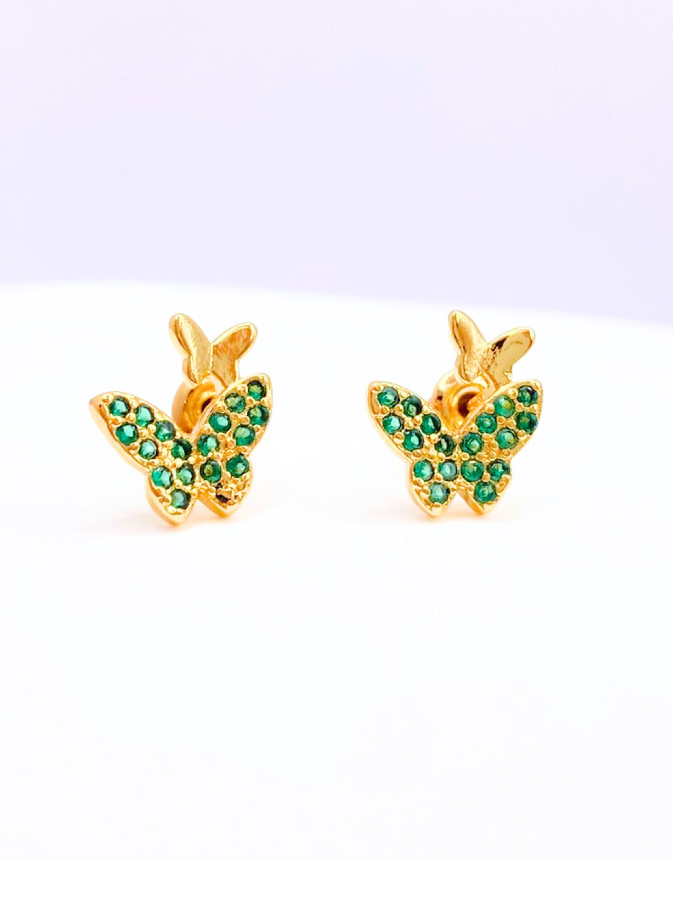 Aros Apegados Mariposa, Circonita Verde-2