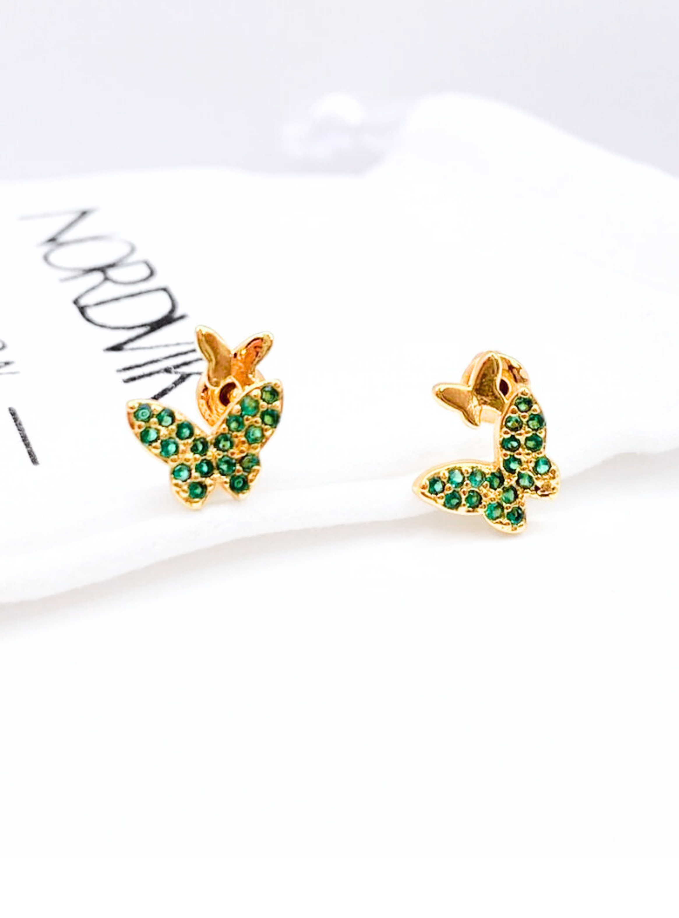 Aros Apegados Mariposa, Circonita Verde-3