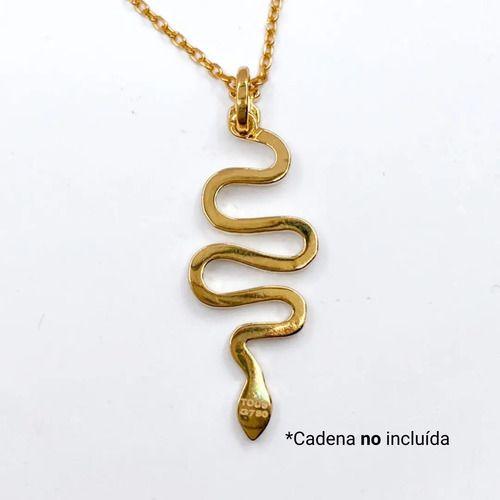 Colgante Serpiente Good Vibes, Plata 925, Oro 18k, Circones Dorado-2