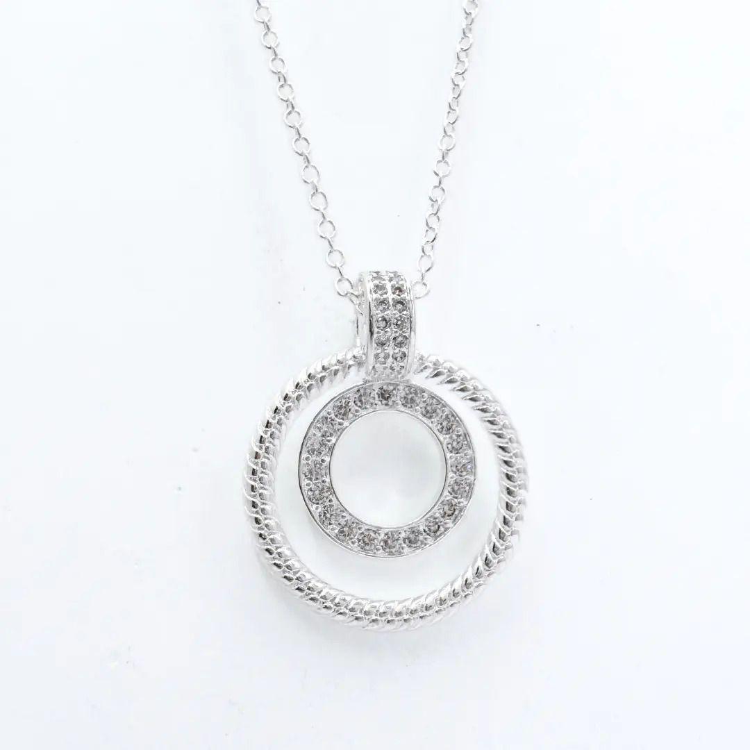 Collar Doble Argolla, Zirconita Aaa Blanca, Plata925, Regalo Plateado-1