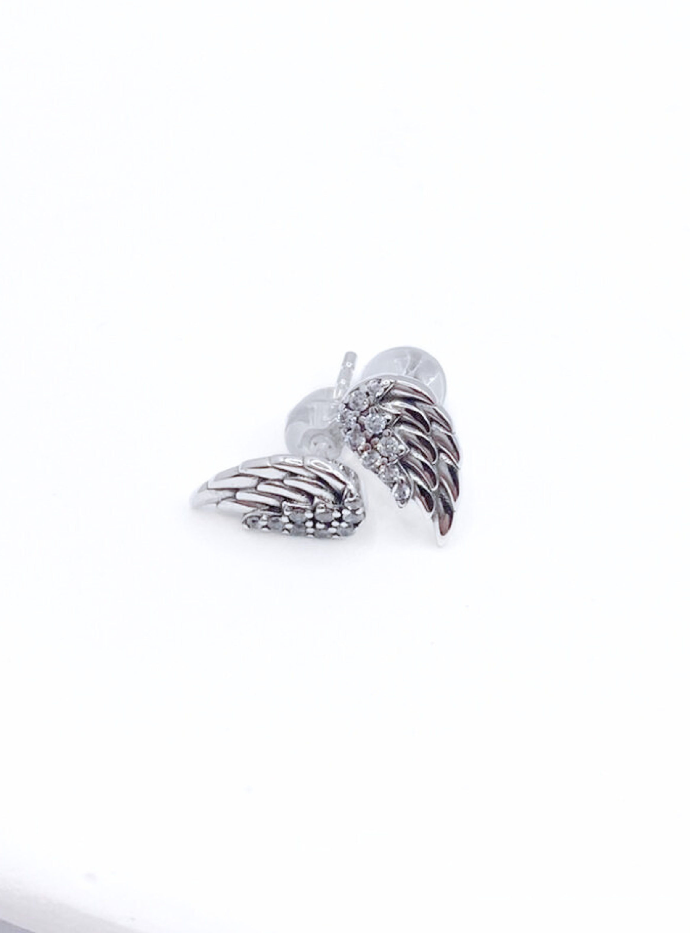 Aros Apegados Alitas de Ángel, Circón Blanco -2