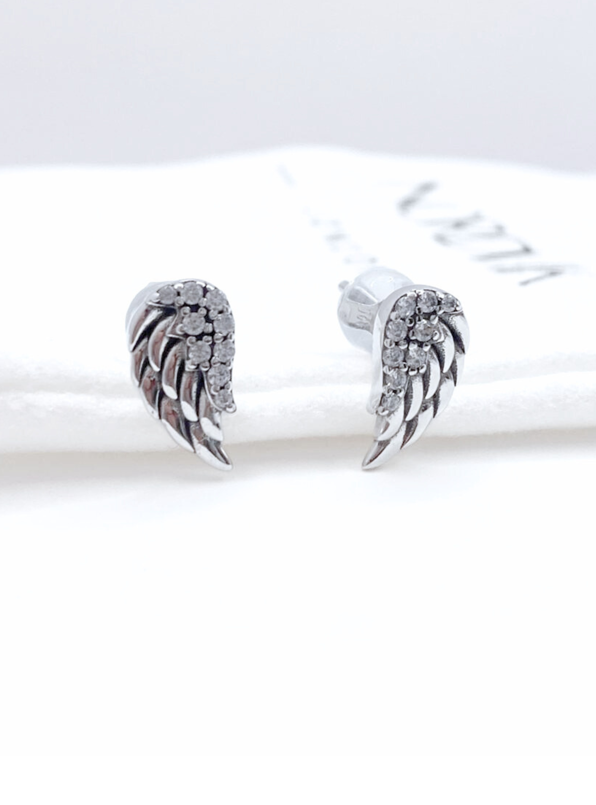 Aros Apegados Alitas de Ángel, Circón Blanco -4