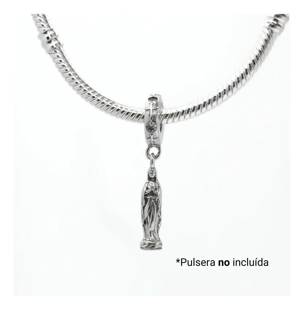 Charm Colgante Virgen María Rezando, Plata 925, Regalo Mujer Plateado-1