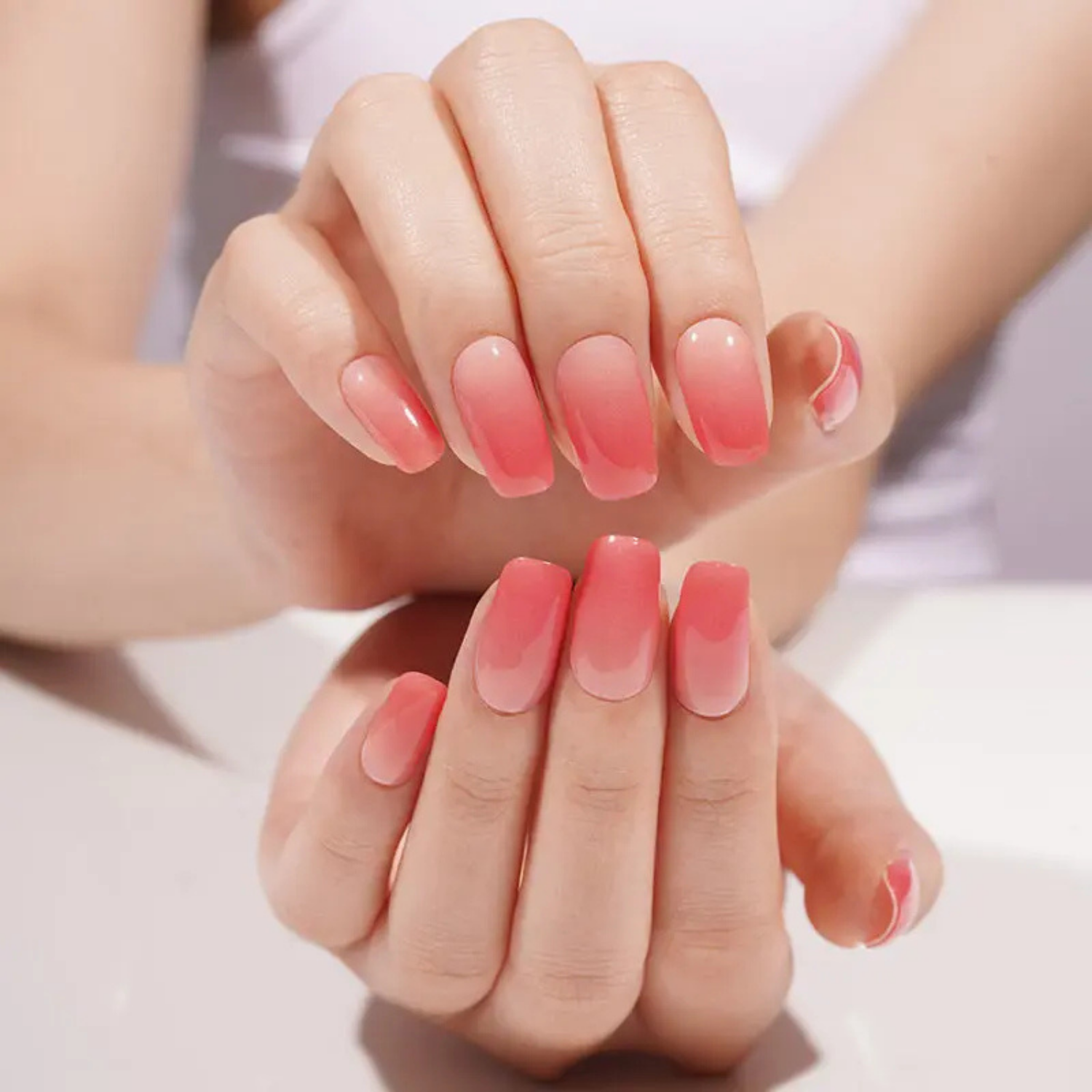 Uñas Gel Semi Curado Manicure - Degradé rosa Pastel-4