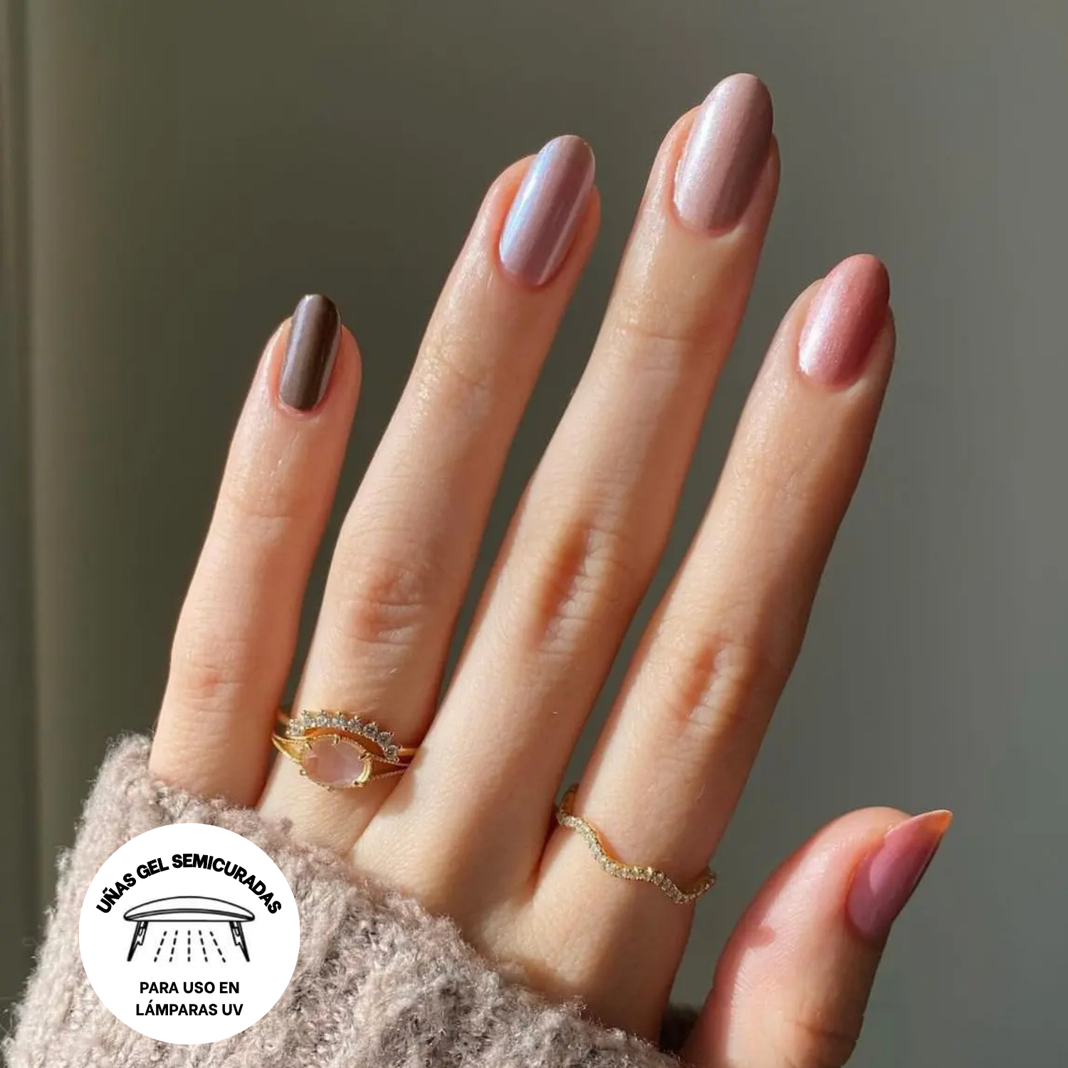 Uñas Gel Semi Curado, Colores Nudes, Sticker Para Lampara Uv-3