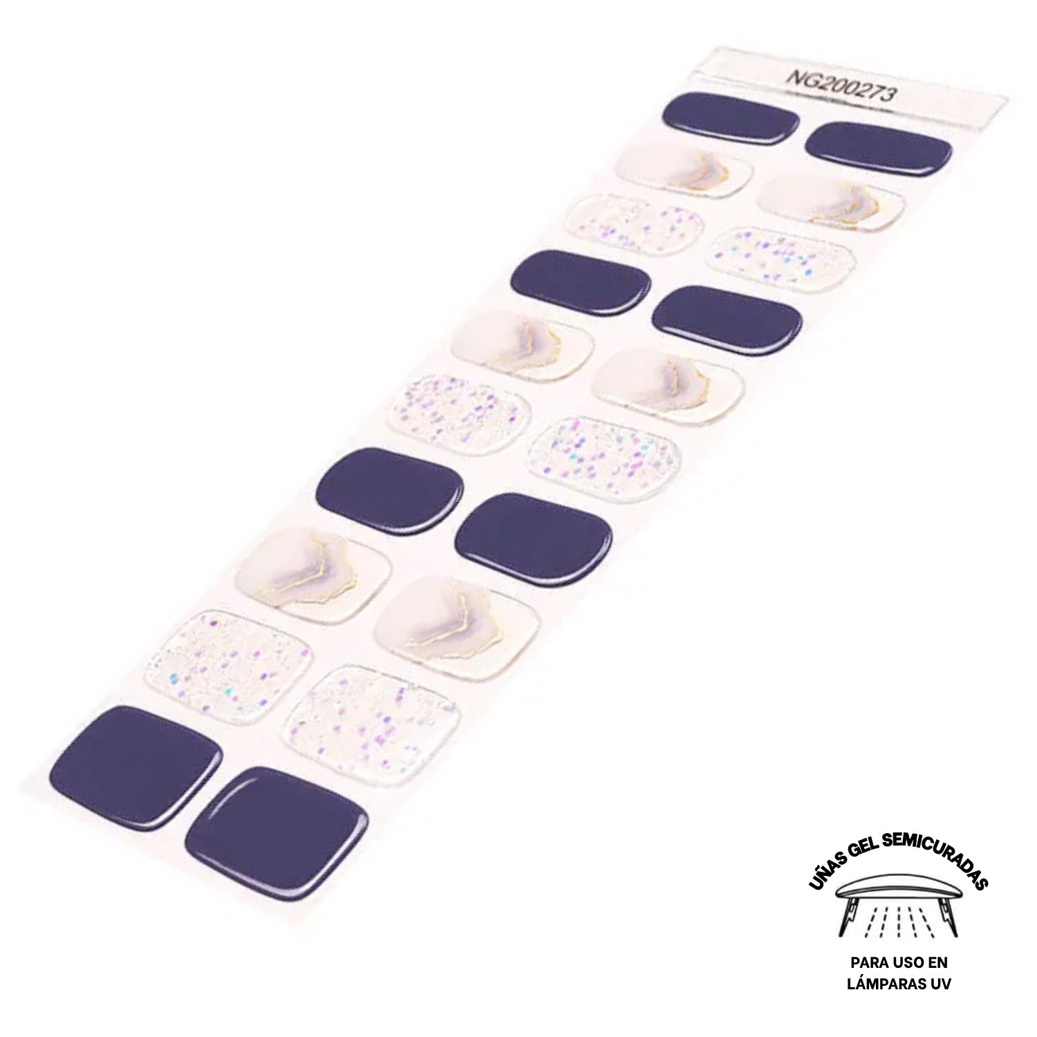 Uñas Gel Semicurado, Azul Dream, Sticker Para Lampara Uv-1