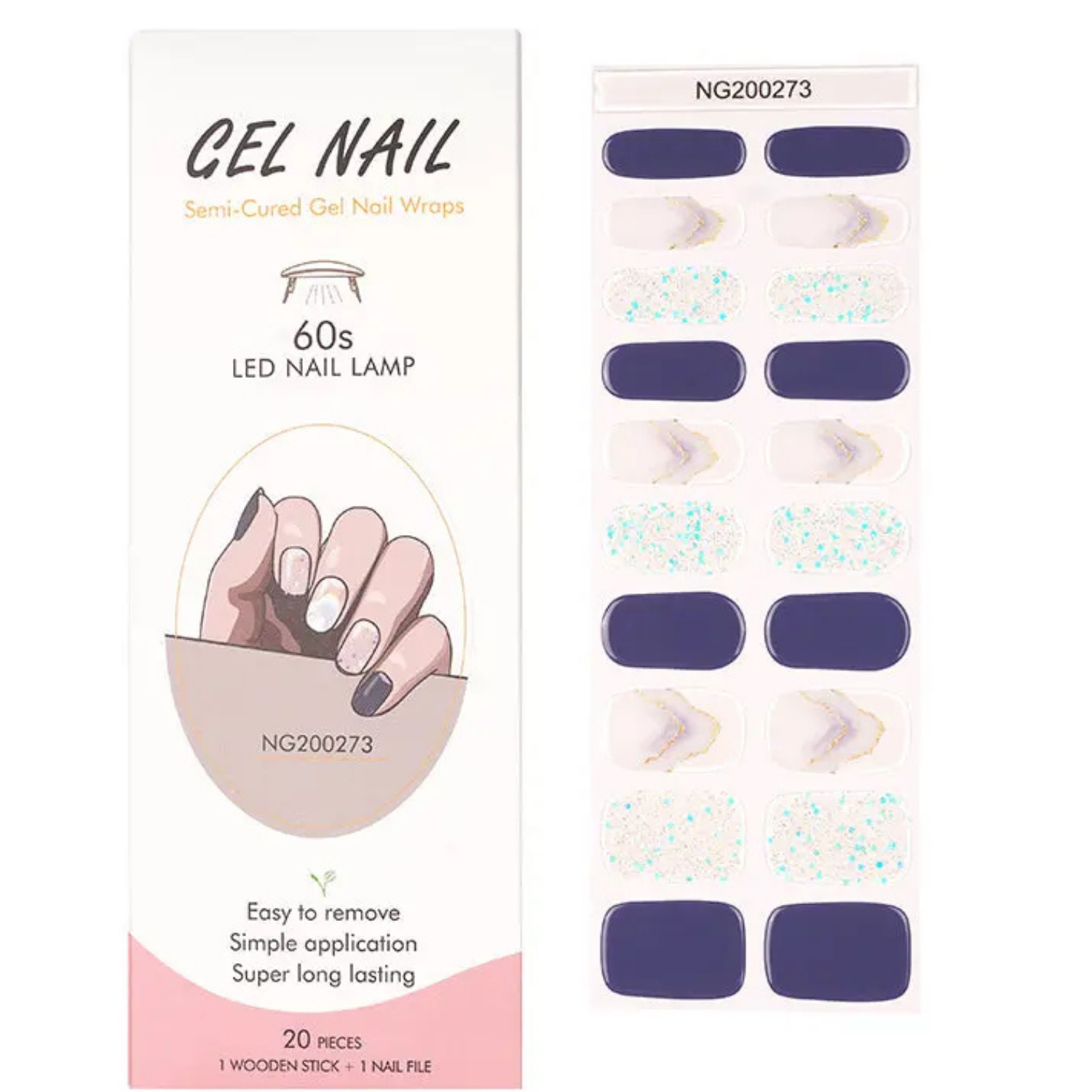 Uñas Gel Semicurado, Azul Dream, Sticker Para Lampara Uv-2