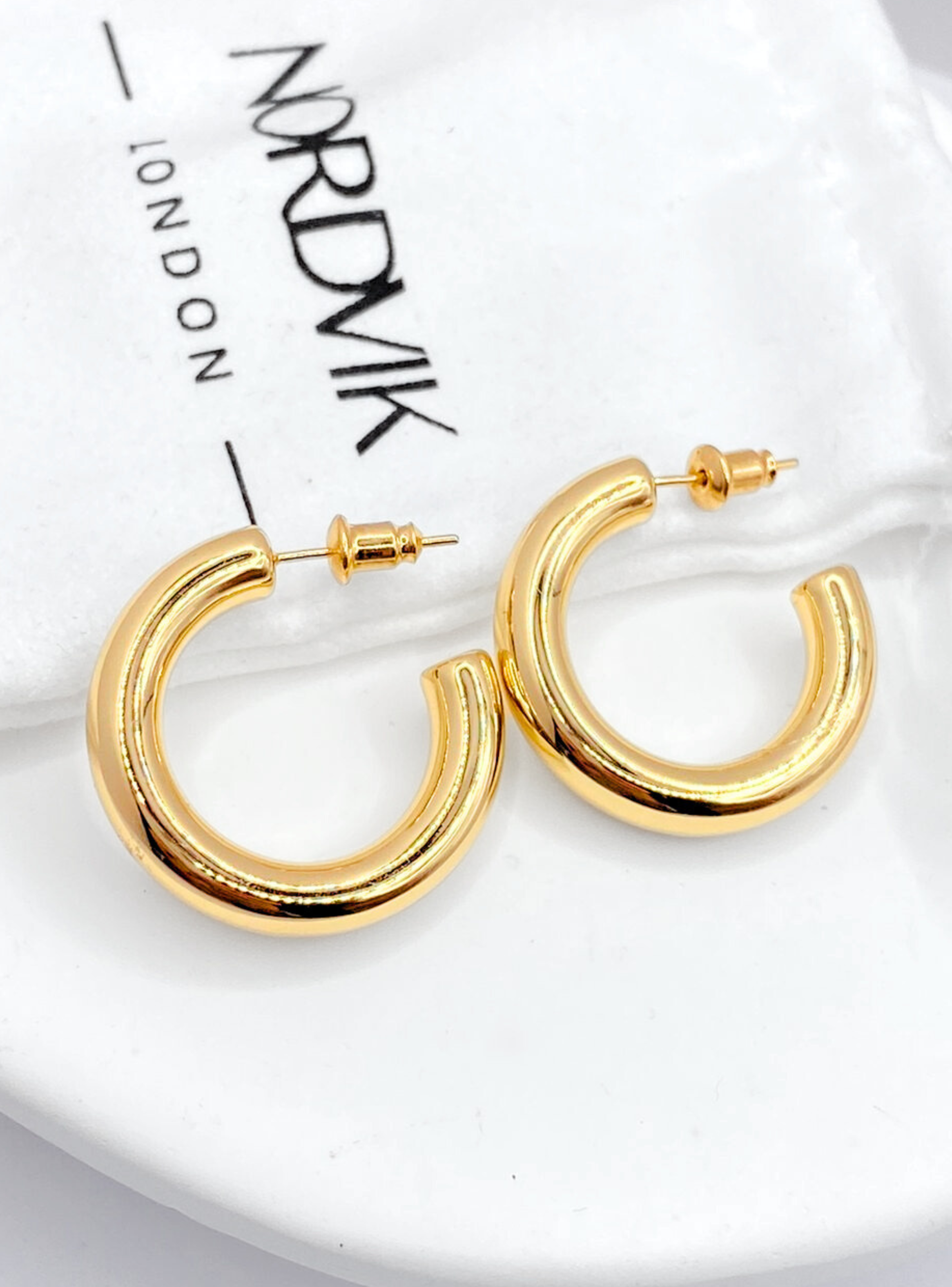 Aros Argollas Tubo, Plata 925 enchapado en Oro 14K, 30 mm-4