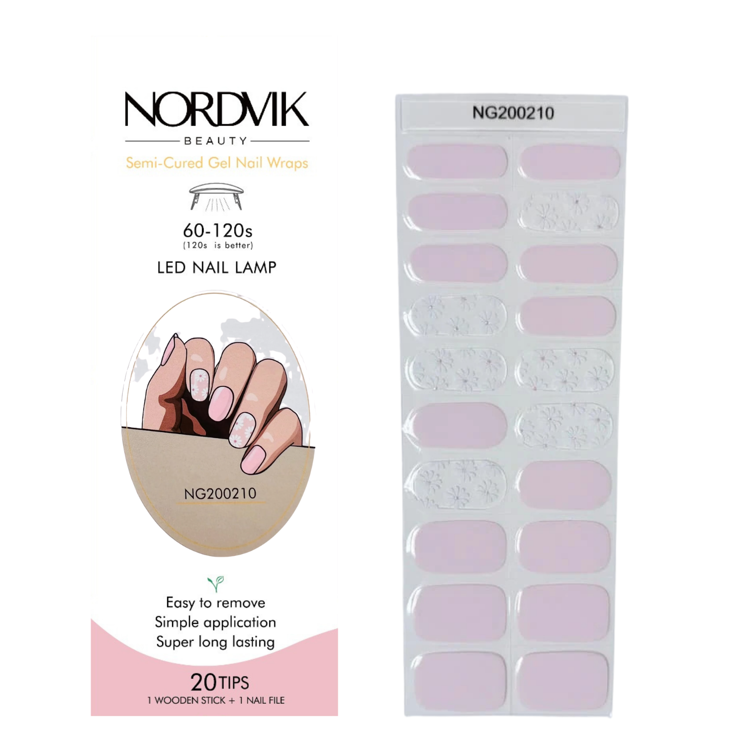 Uñas Gel Semi Curado Manicure -  Rosadas con Margaritas Blancas-2
