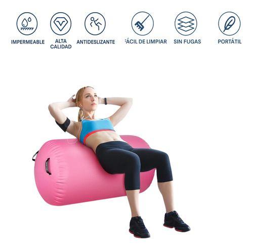Air Track Roller 1*60cm + Kit Reparación Gimnasia Rosado Rosa-4