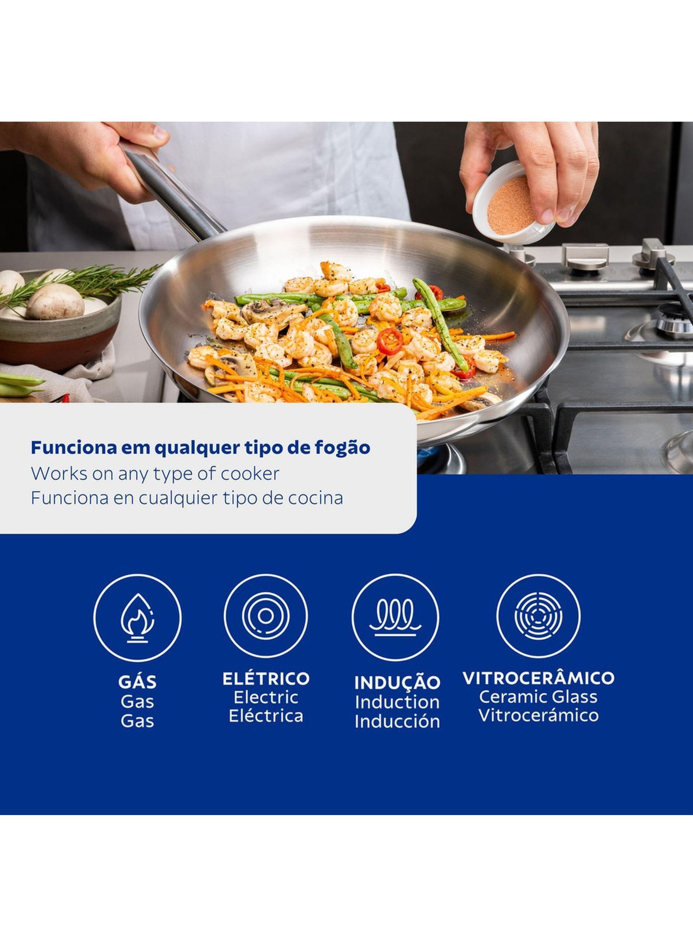 Sarten Tramontina Professional acero inoxidable fondo triple mango 30 cm 2 9 L-8