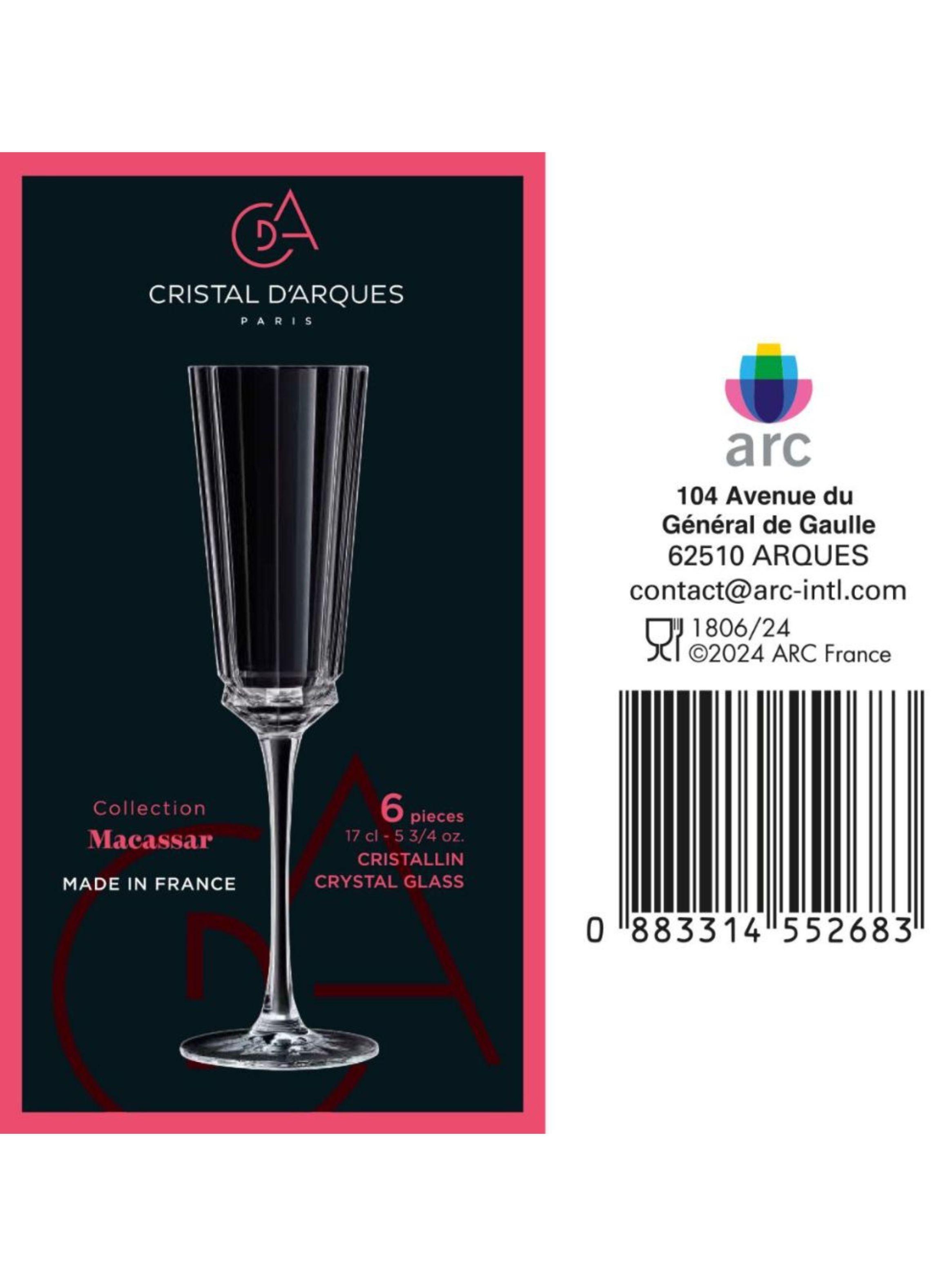 Set de 6 copas flute 170 ml Macassar Cristal d Arques-6