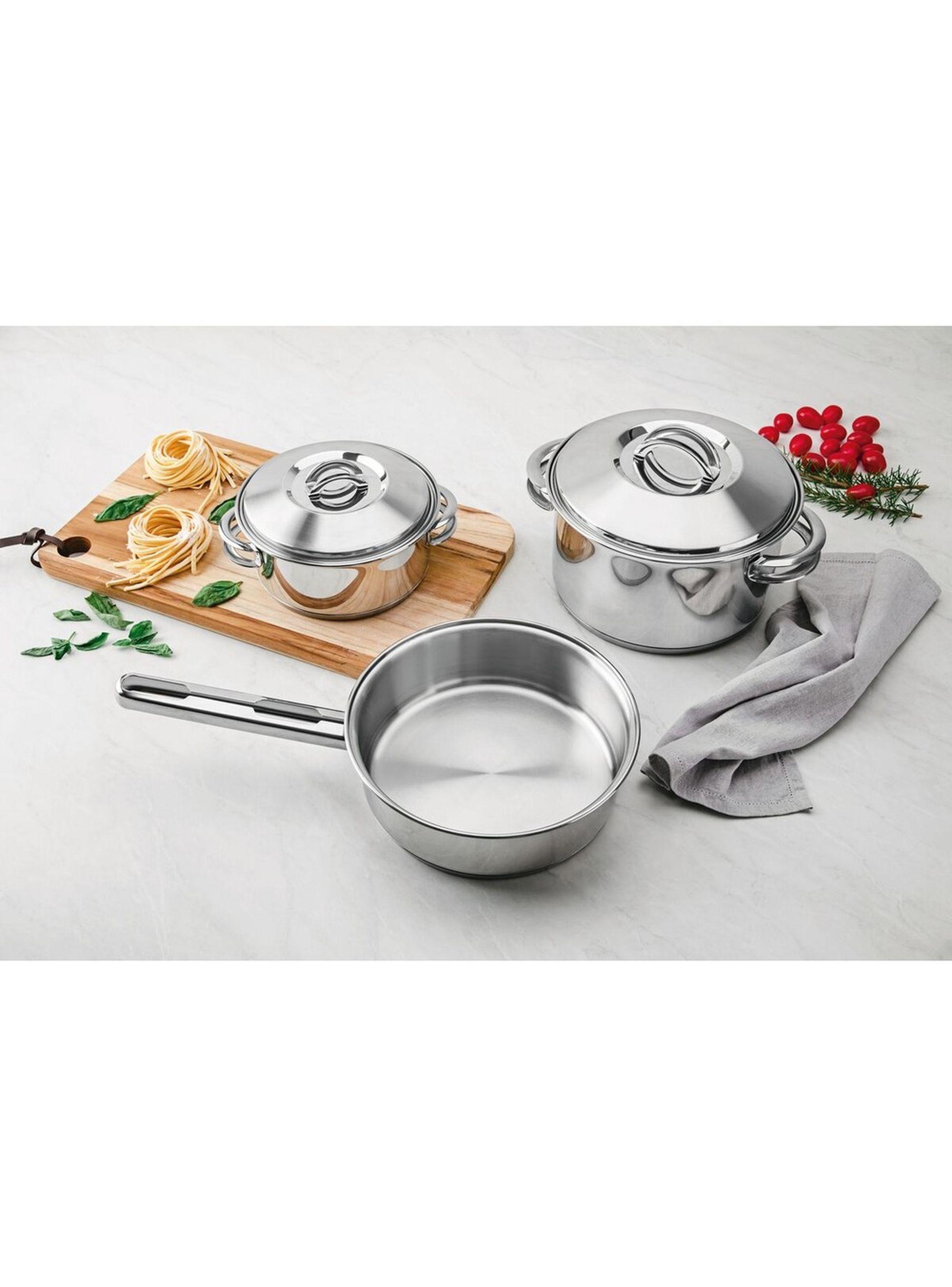 Bateria de Cocina en Acero inoxidable Triple Fondo 6 piezas Tramontina Solar-2