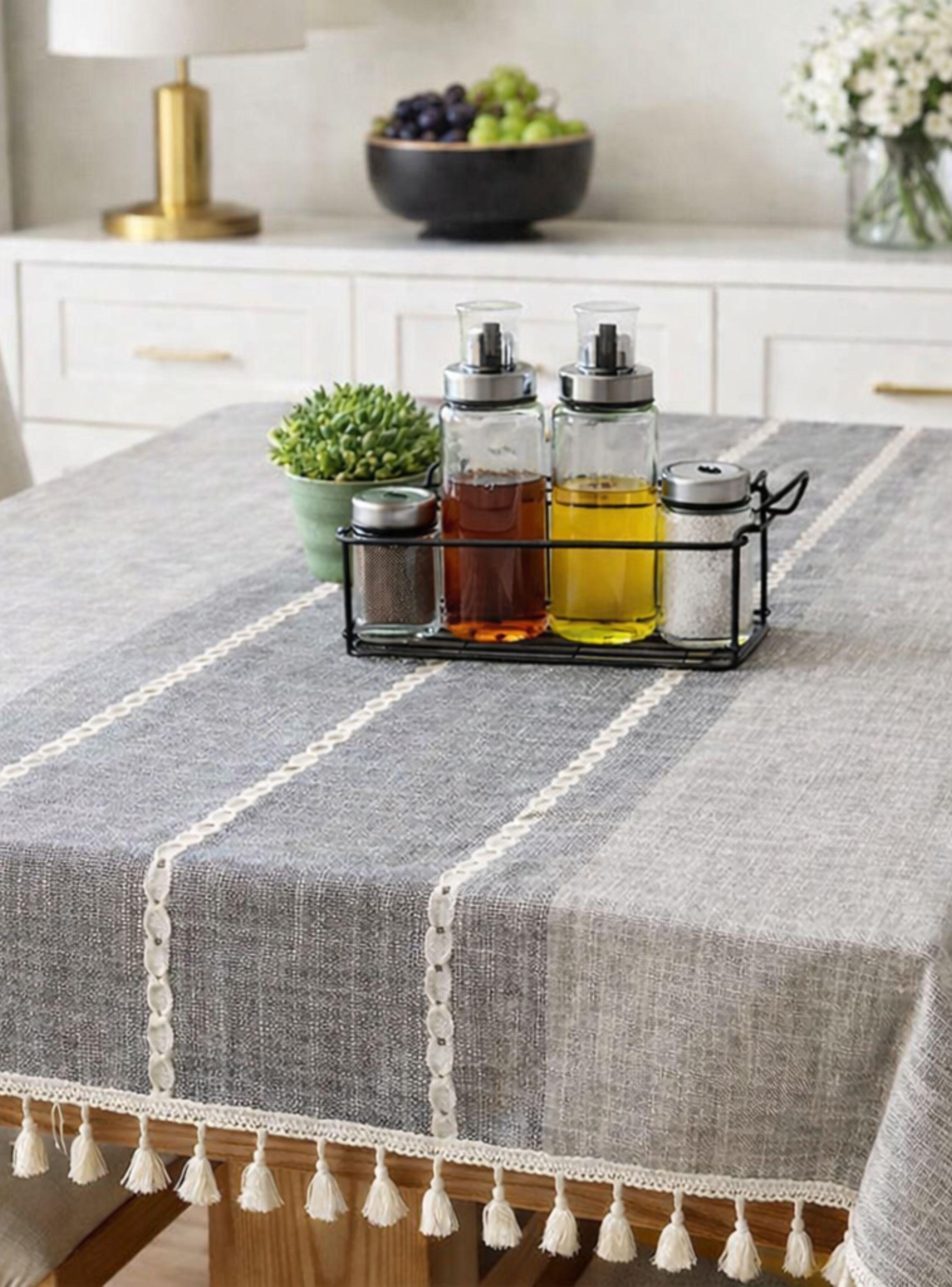 Set Mantel 140 cm x 200 cm lino y Alcuza de 4 piezas-0