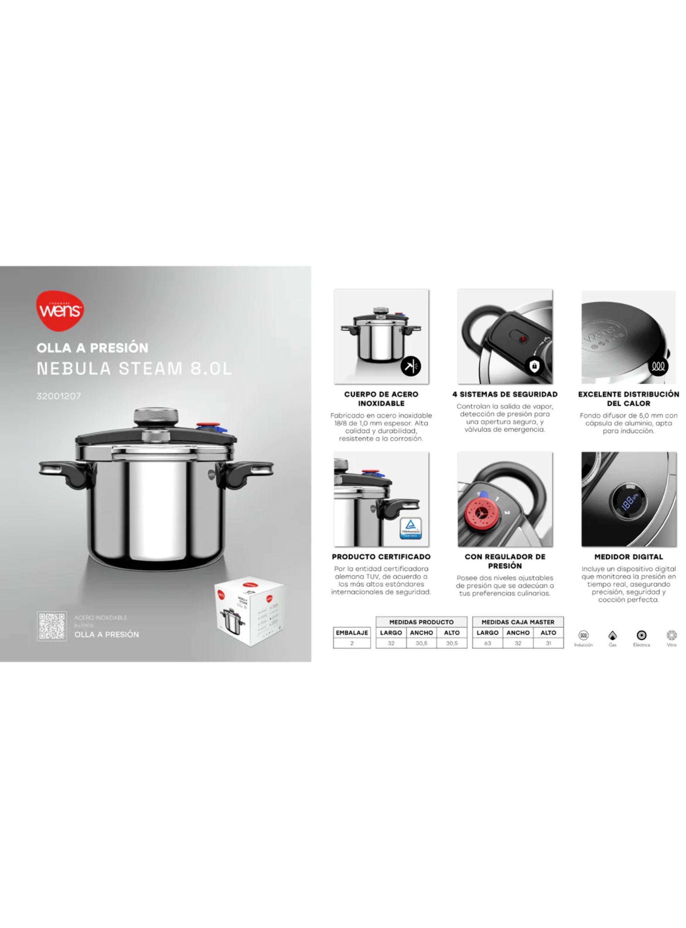 Olla a Presi n de Acero Inoxidable 8Ltrs Nebula Steam Wens-3